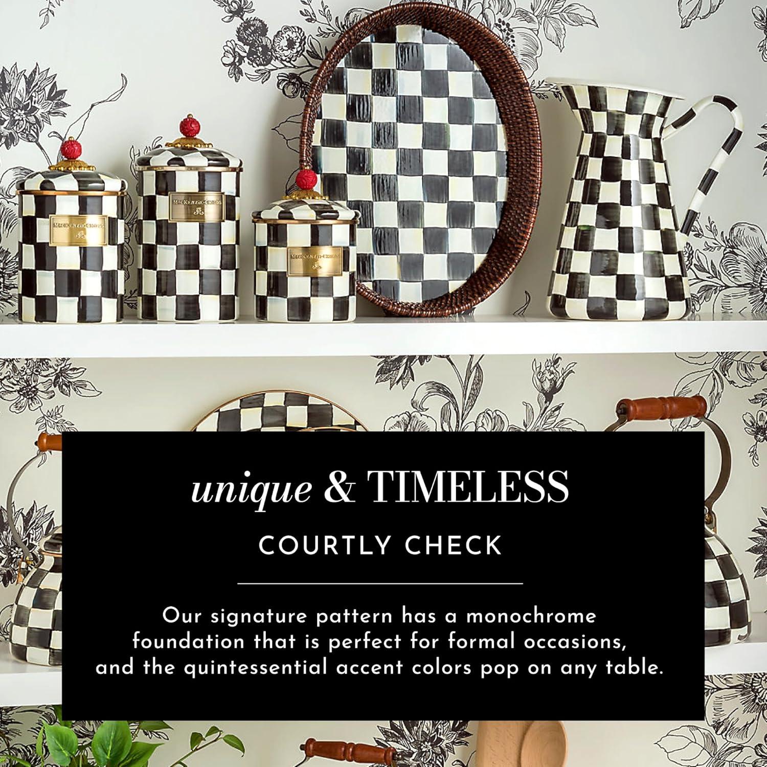 Small Black-and-White Checkered Ceramic Oval Platter