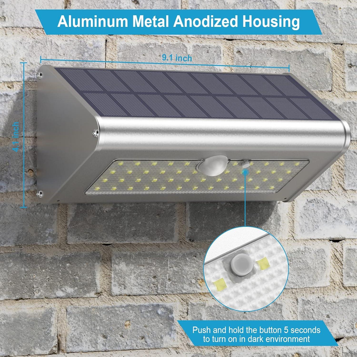 SECUROAD Super Bright Solar Lights Outdoor IP65 Water Proof, 1100 Lumens Wireless LED Motion Sensor Light, Aluminum Metal Housing Security Lights Flood Wall Lights, 1 Pack (Daylight)