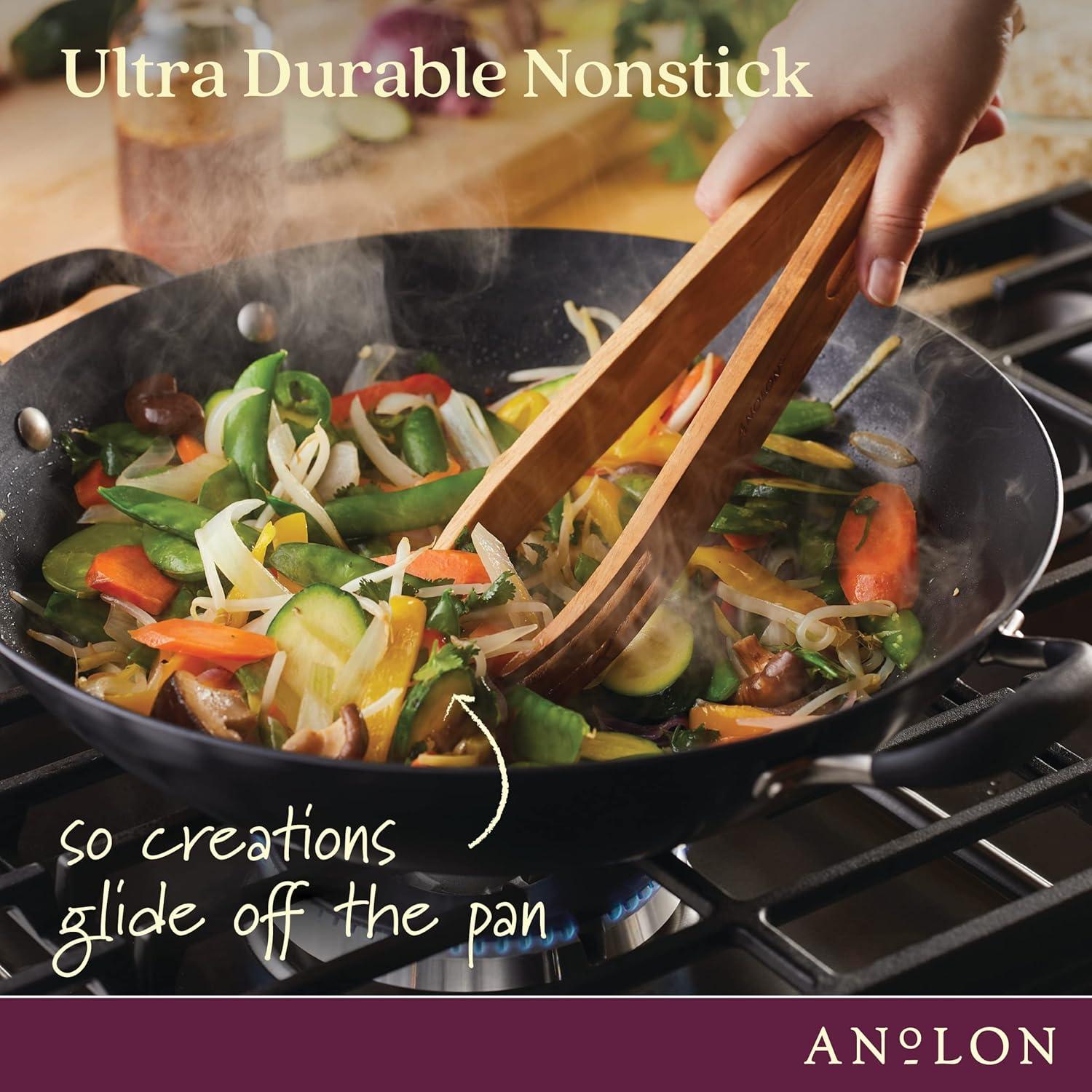 Anolon Advanced Home Hard Anodized Nonstick Wok with Side Handles and Lid, 14 Inch