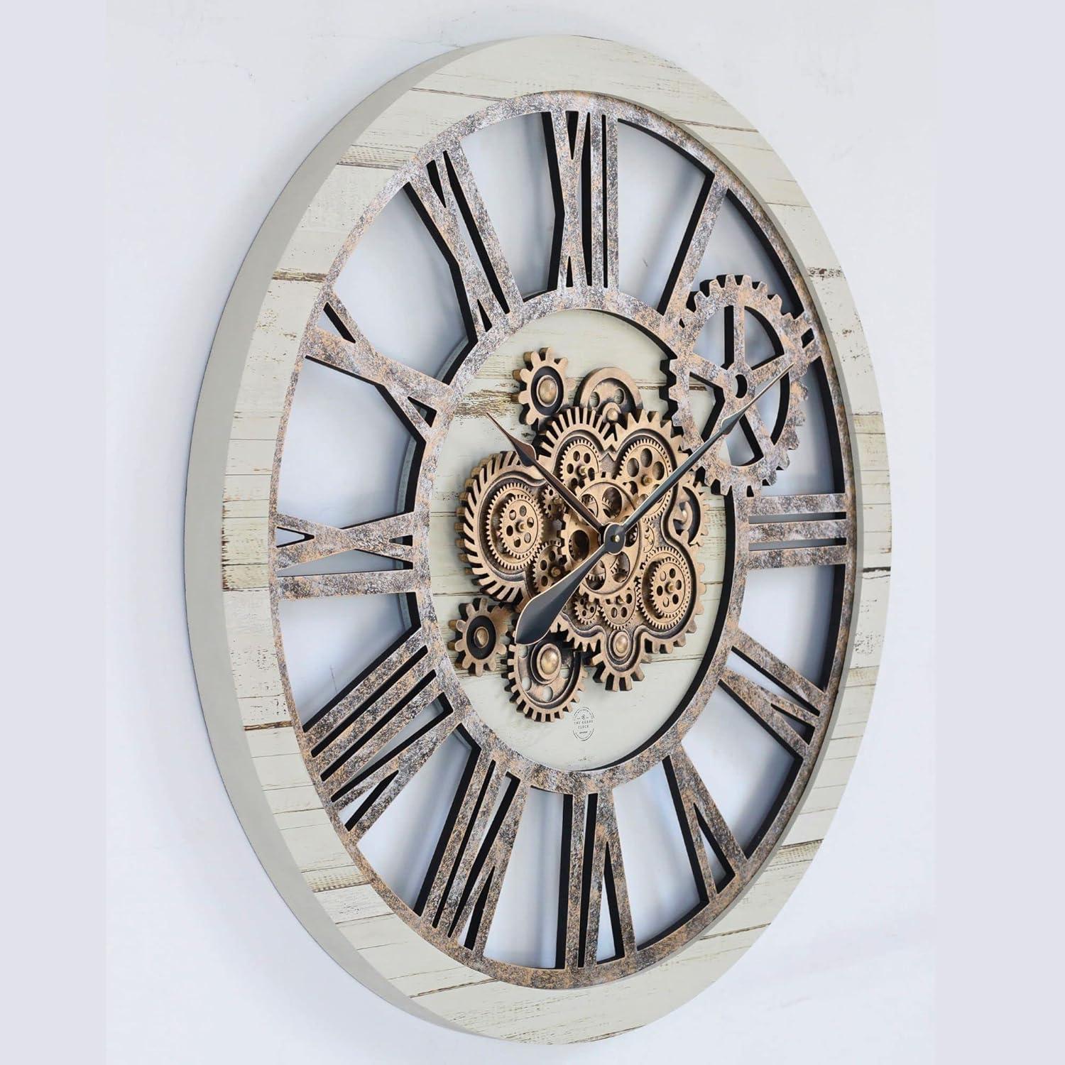 The Gears Clock Wall Clock 36" Round Oversized for Living Room decor with Real Moving Gears America Collection
