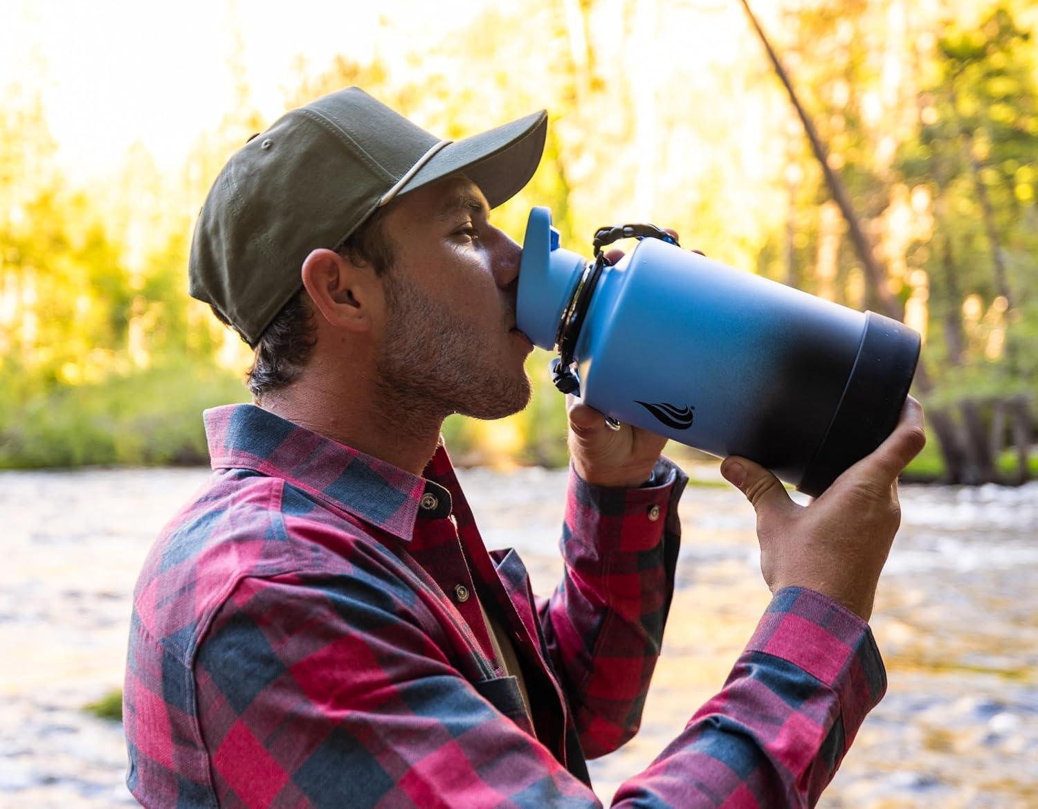 64oz Blue/Black Hydro Cell Wide Mouth Stainless Steel Water Bottle