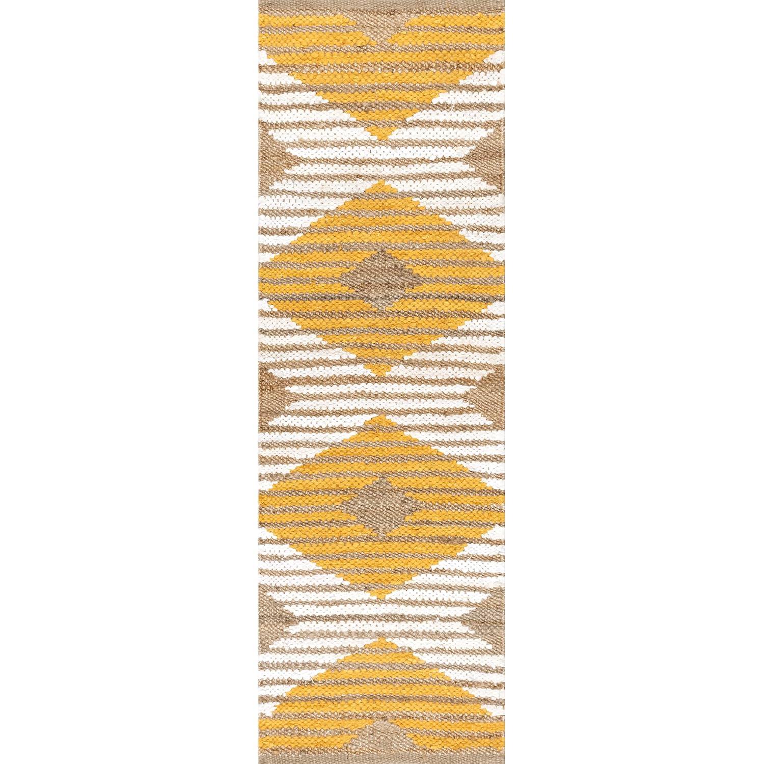 nuLOOM Hand Braided Marla Denim And Jute Diamonds Area Rug