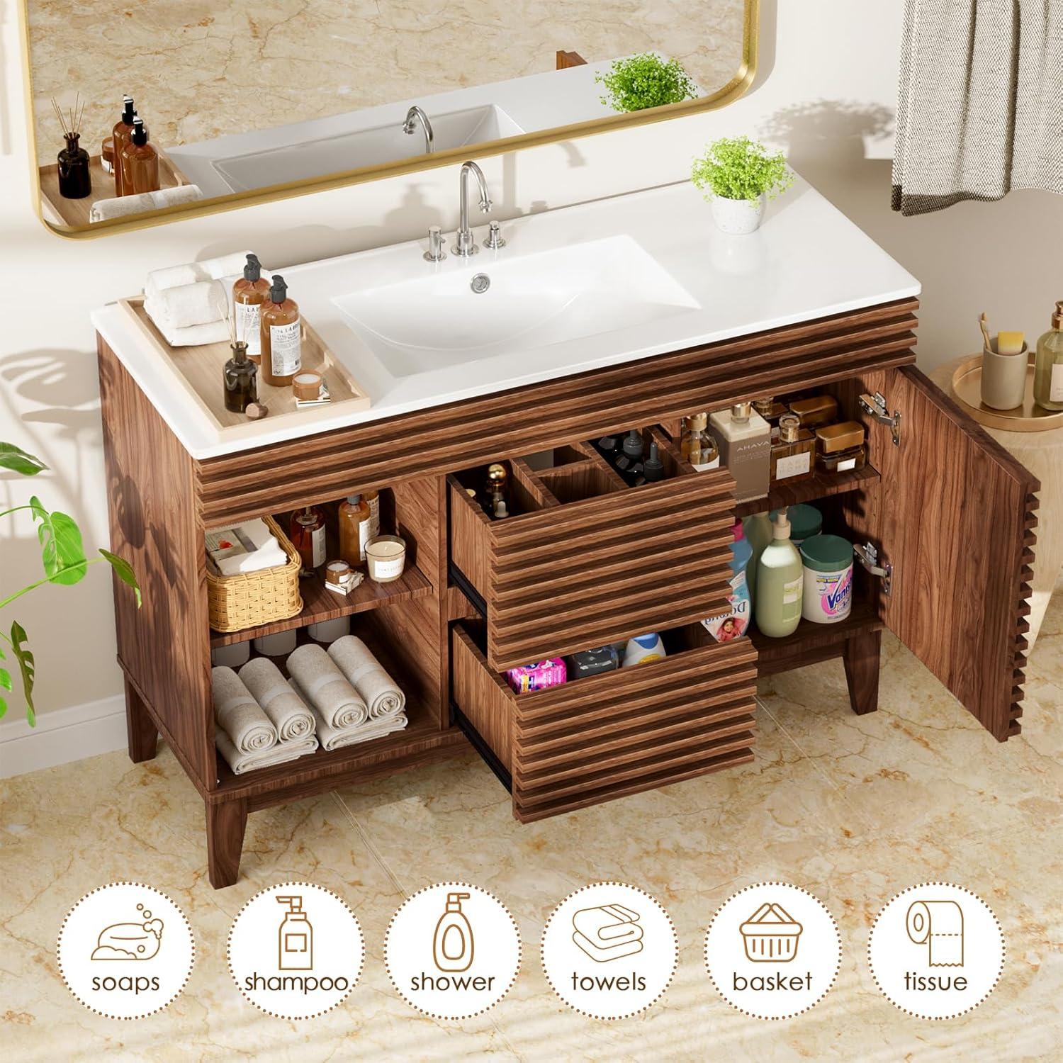 48'' Double Bathroom Vanity with Carrara Marble Top