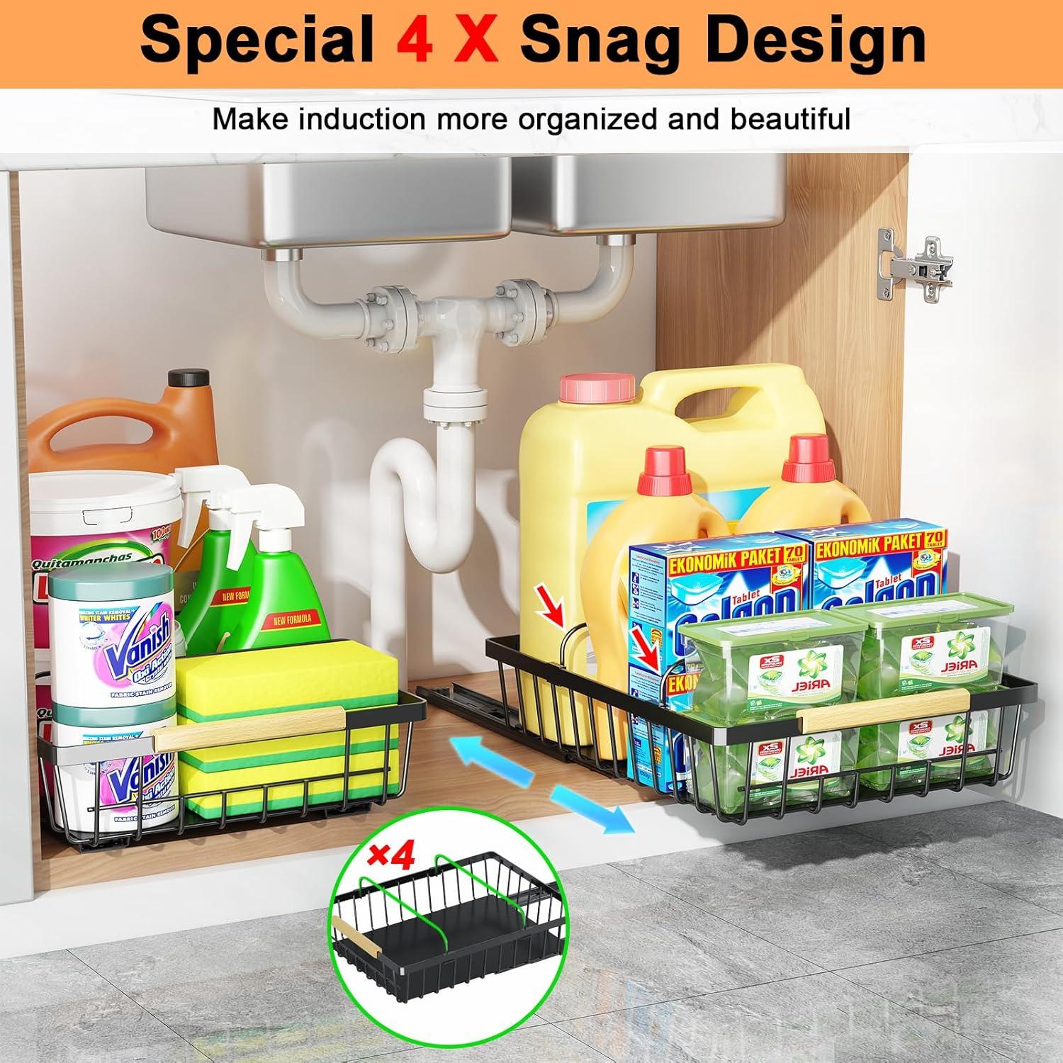 Black Metal 2-Pack Pull-Out Under Sink Organizer