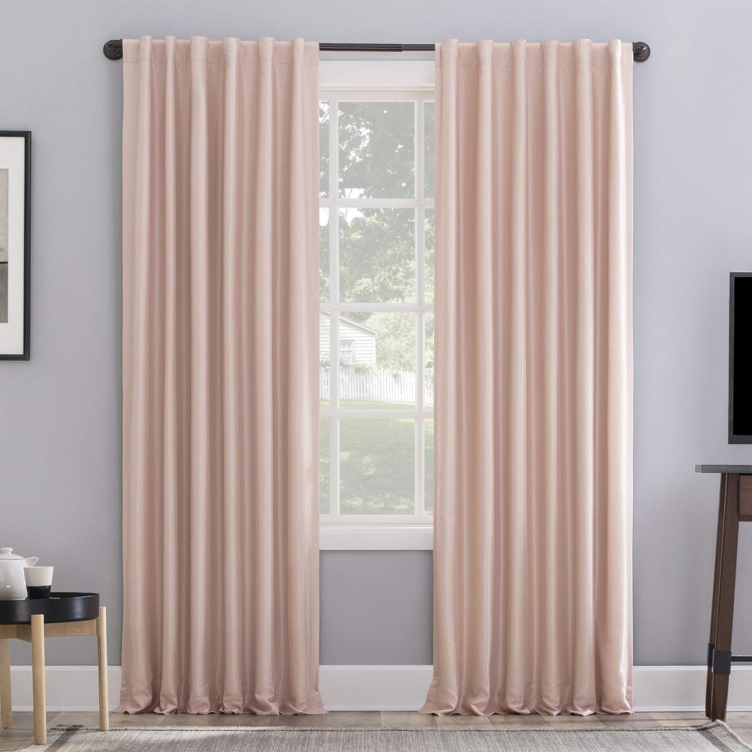 Faux Dupioni Silk Thermal Extreme 100% Blackout Back Tab Curtain Panel