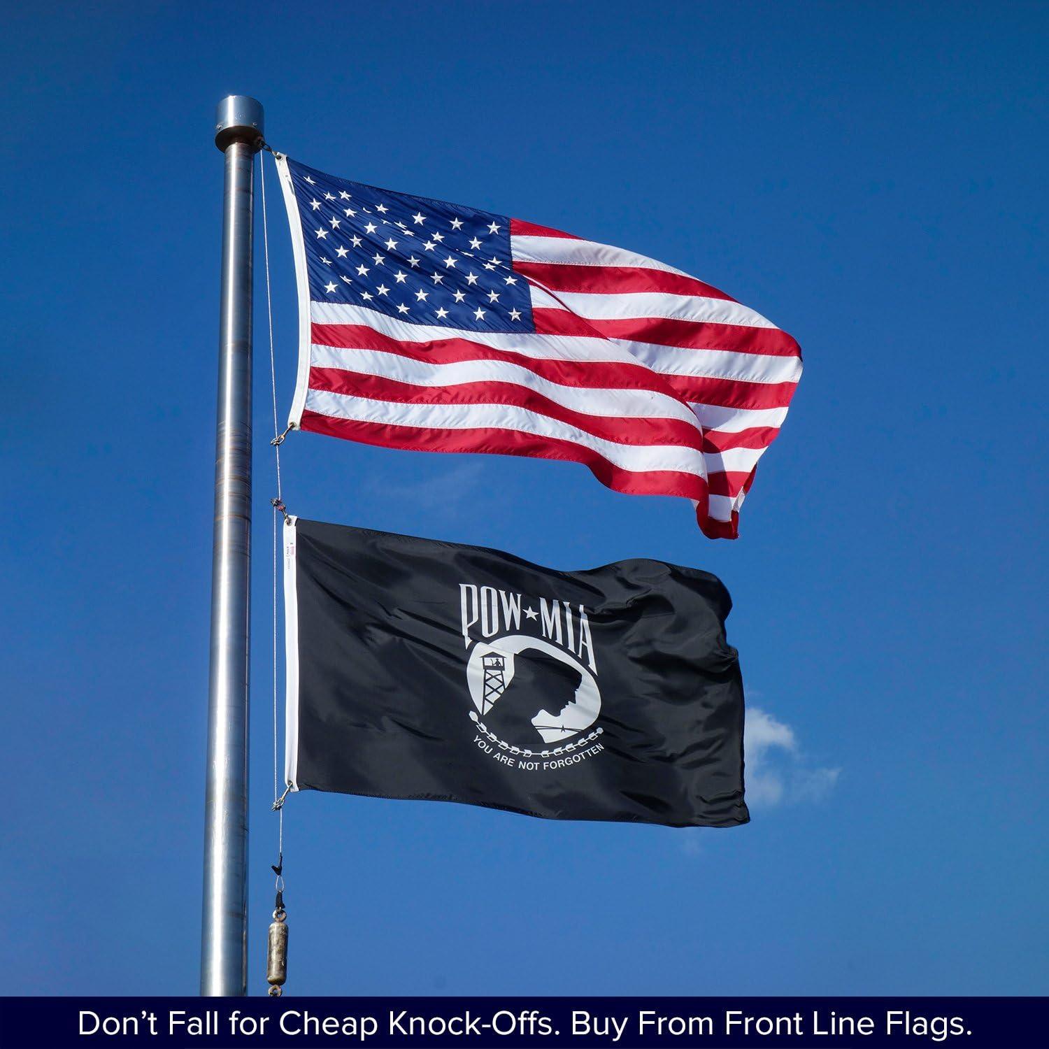 POW MIA 3x5 Nylon Flag - Double Sided and Embroidered - All Weather, Durable, Outdoor Nylon Flag - Front Line Flags