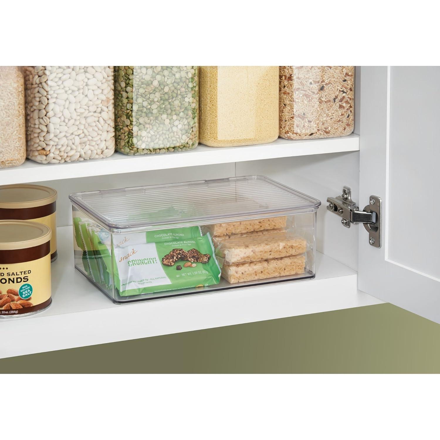 iDesign iDesign Kitchen Binz BPA-Free Plastic Stackable Organizer Box with Lid - 7.2" x 10.7" x 3.7", Clear