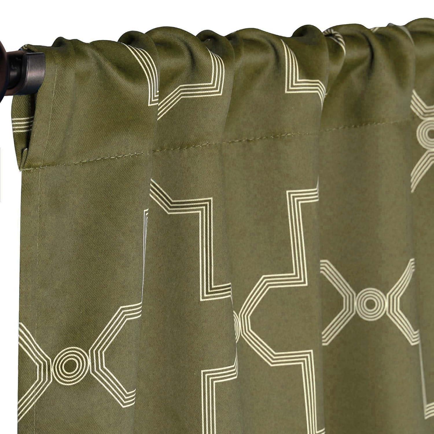 Superior Trellis Blackout Curtains, Rod Pocket, Set of 2, 42" x 96", Olive Green