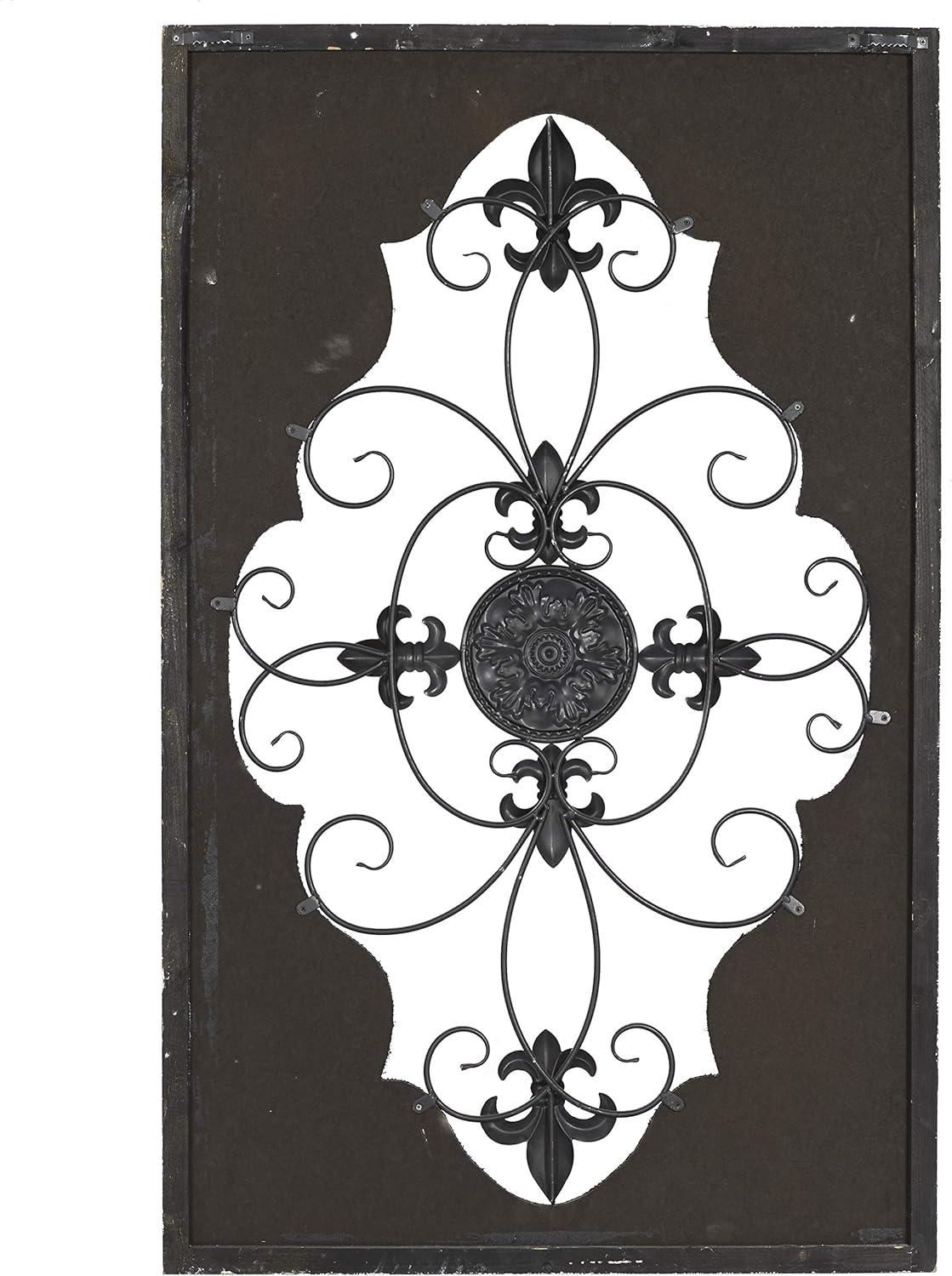 DecMode Cream Wood Scroll Wall Decor