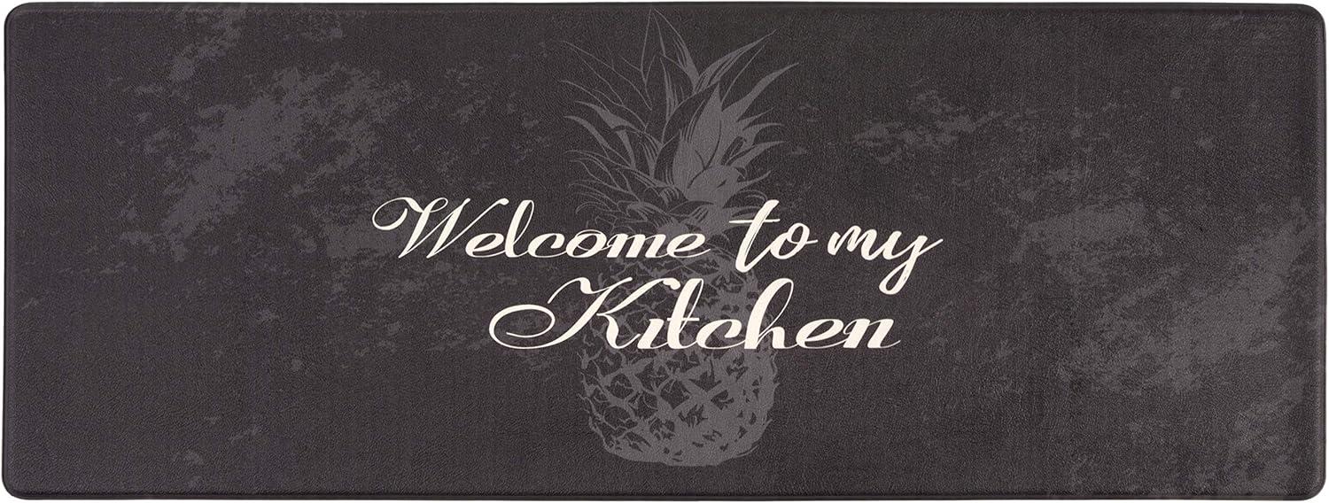 World Rug Gallery Welcome Kitchen Anti Fatigue Standing Mat - Black 18"x47"