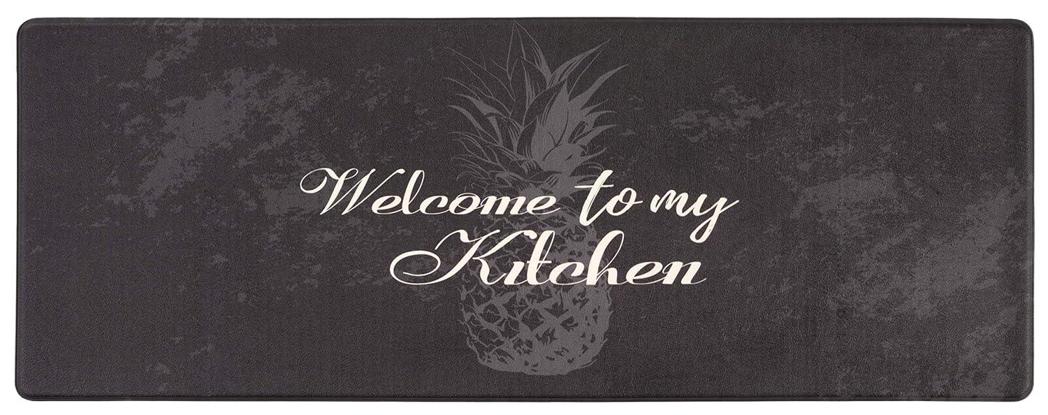 World Rug Gallery Welcome Kitchen Anti Fatigue Standing Mat - Black 18"x47"