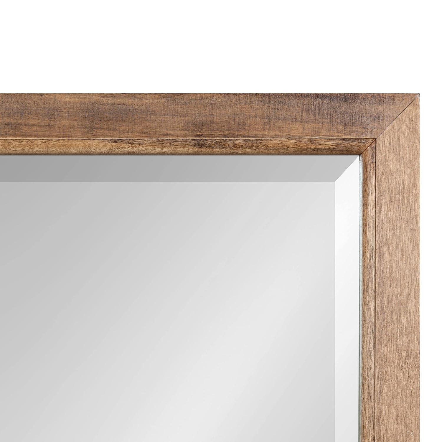 18" x 24" Hogan Wood Framed Decorative Wall Mirror Walnut Brown - Kate & Laurel: Rustic Rectangular, No Assembly Required
