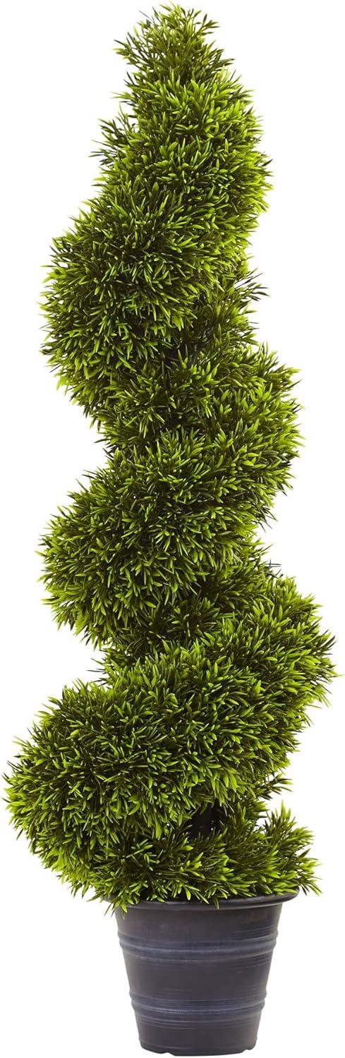 Nearly Natural 3-ft Grass Spiral Topiary with Deco Planter