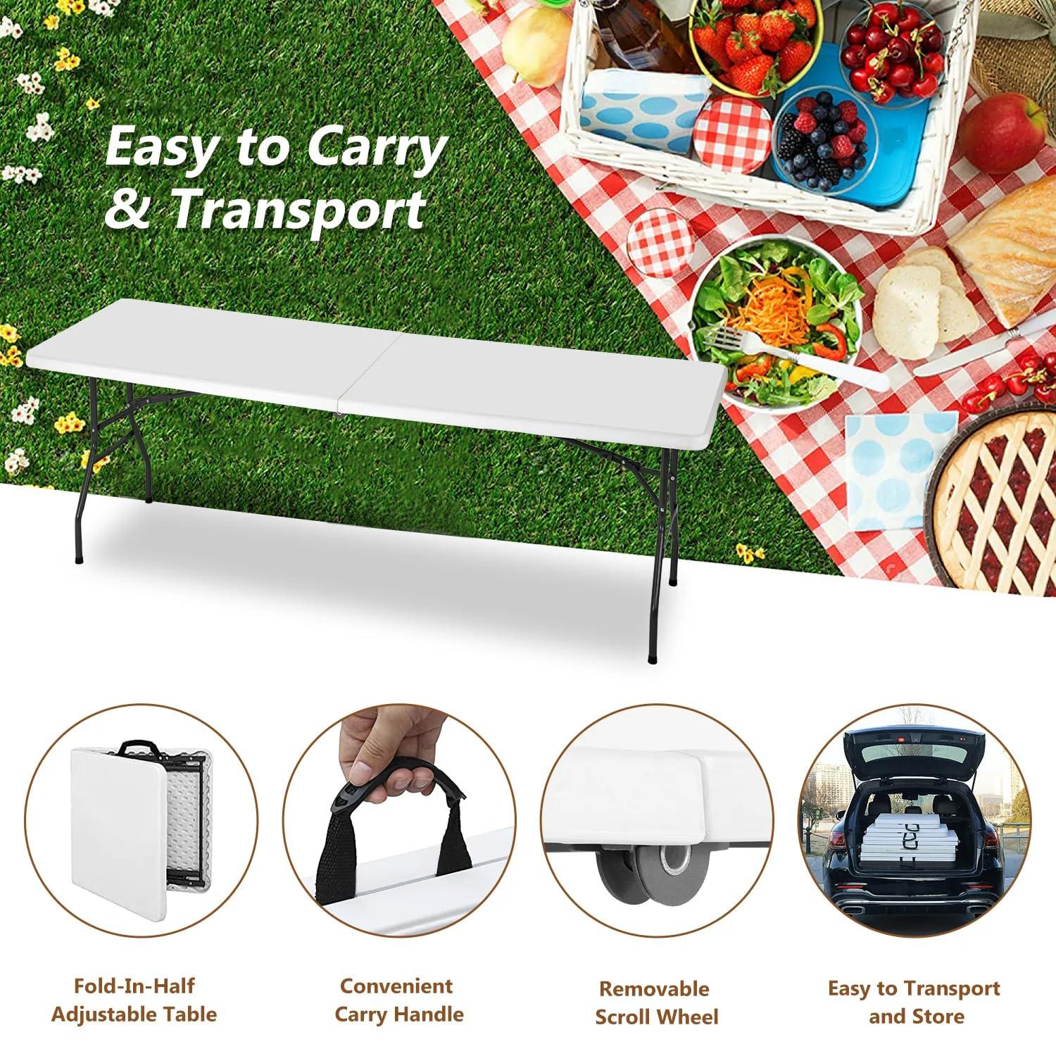 NiamVelo 96 inches Work Lightweight Utility Table, White