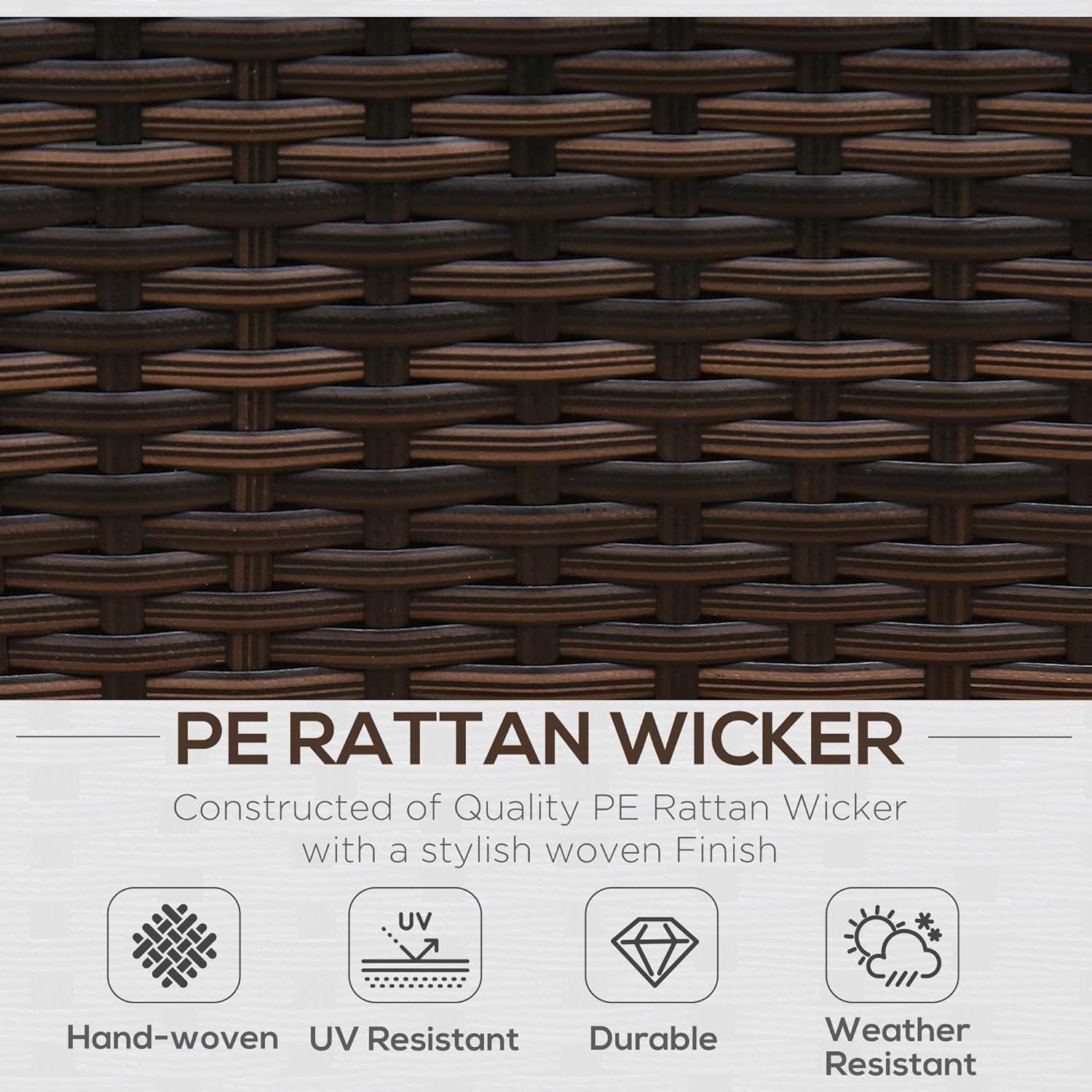 Rattan Wicker 4-Person Patio Set with Cushioned Chairs & Glass Table