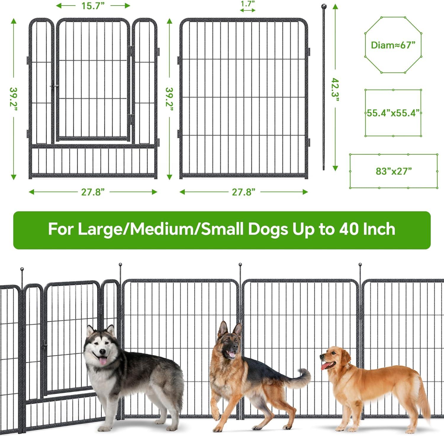 Mr Ironstone Dog Playpen with Anti-Rust Coating,  Dog Pen Indoor/Outdoor Pet Playpen for Foldable Dog Exercise Pens