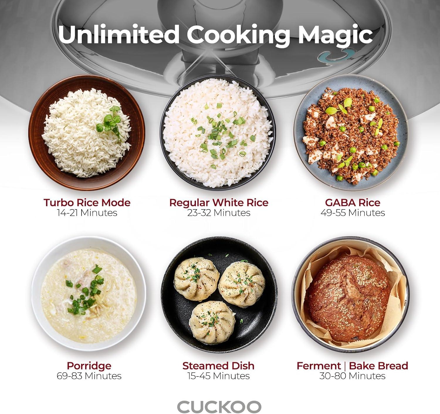 Cuckoo Electronics CUCKOO  6-Cup  Induction Heating Pressure Rice Cooker with Nonstick Inner Pot, 16 Menu Modes, Fuzzy Logic Tech, 3 Voice Guide, Auto Clean (White) CRP-BHSS0609F