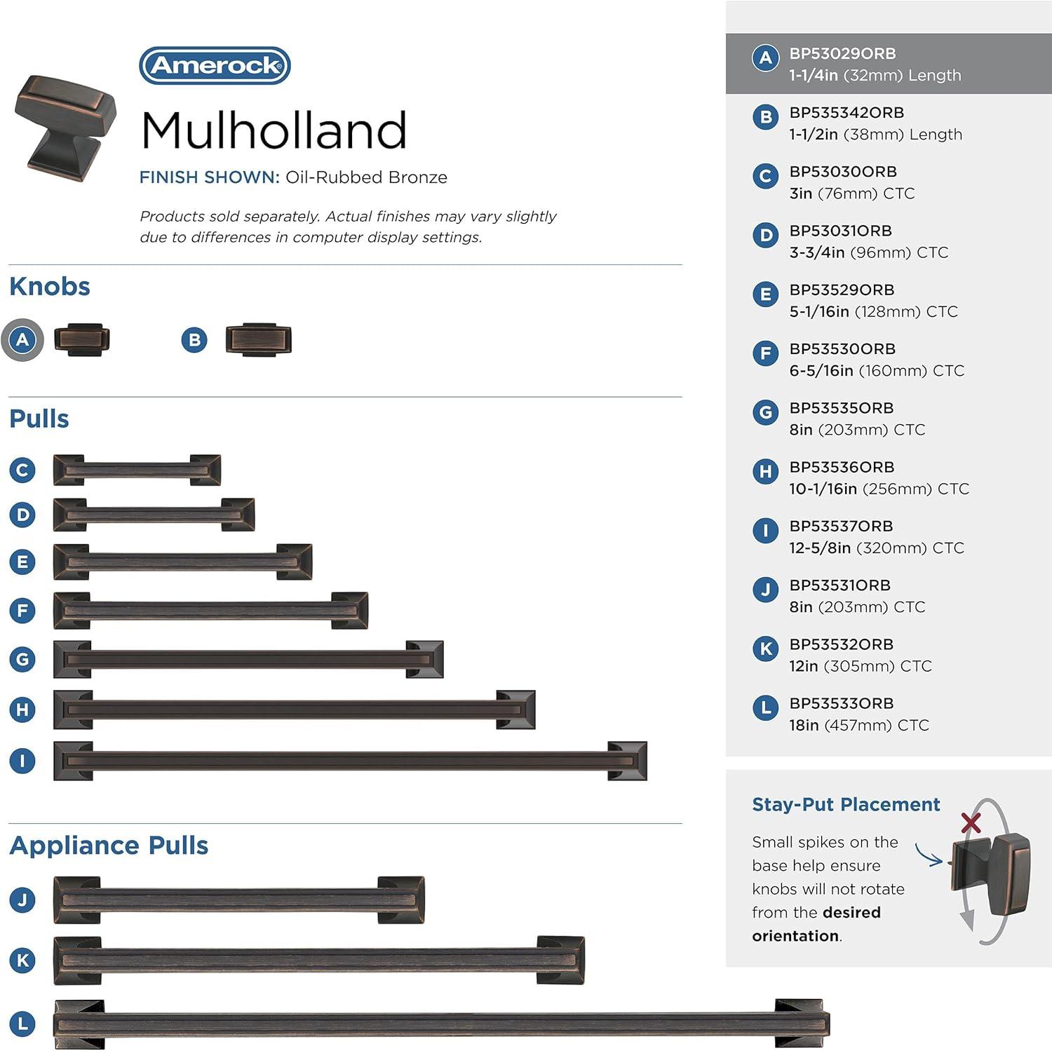 Amerock Mulholland Cabinet or Furniture Knob