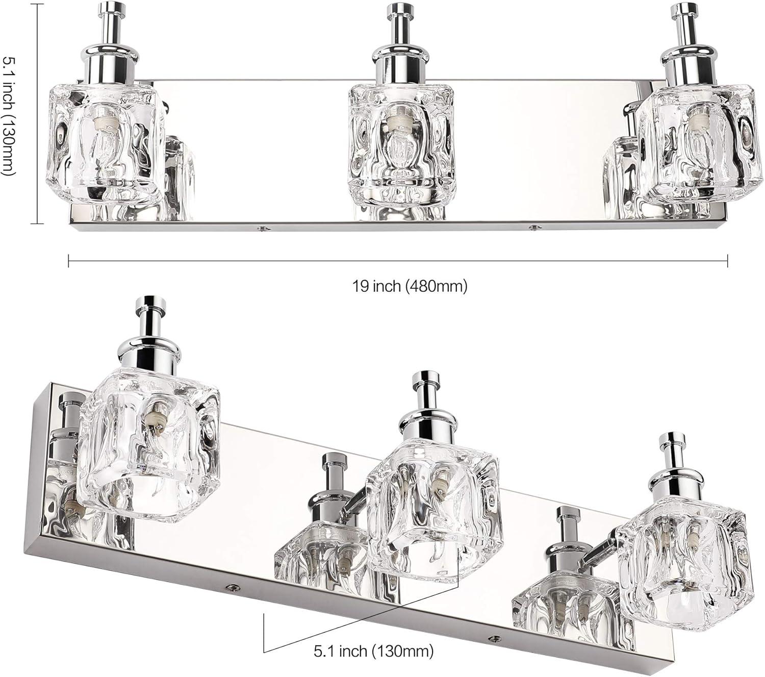 PRESDE Black Crystal Bathroom Lights Fixtures Over Mirror Modern 3 Light Vanity Lighting Bathroom Wall Light Fixtures(Exclude Bulb)