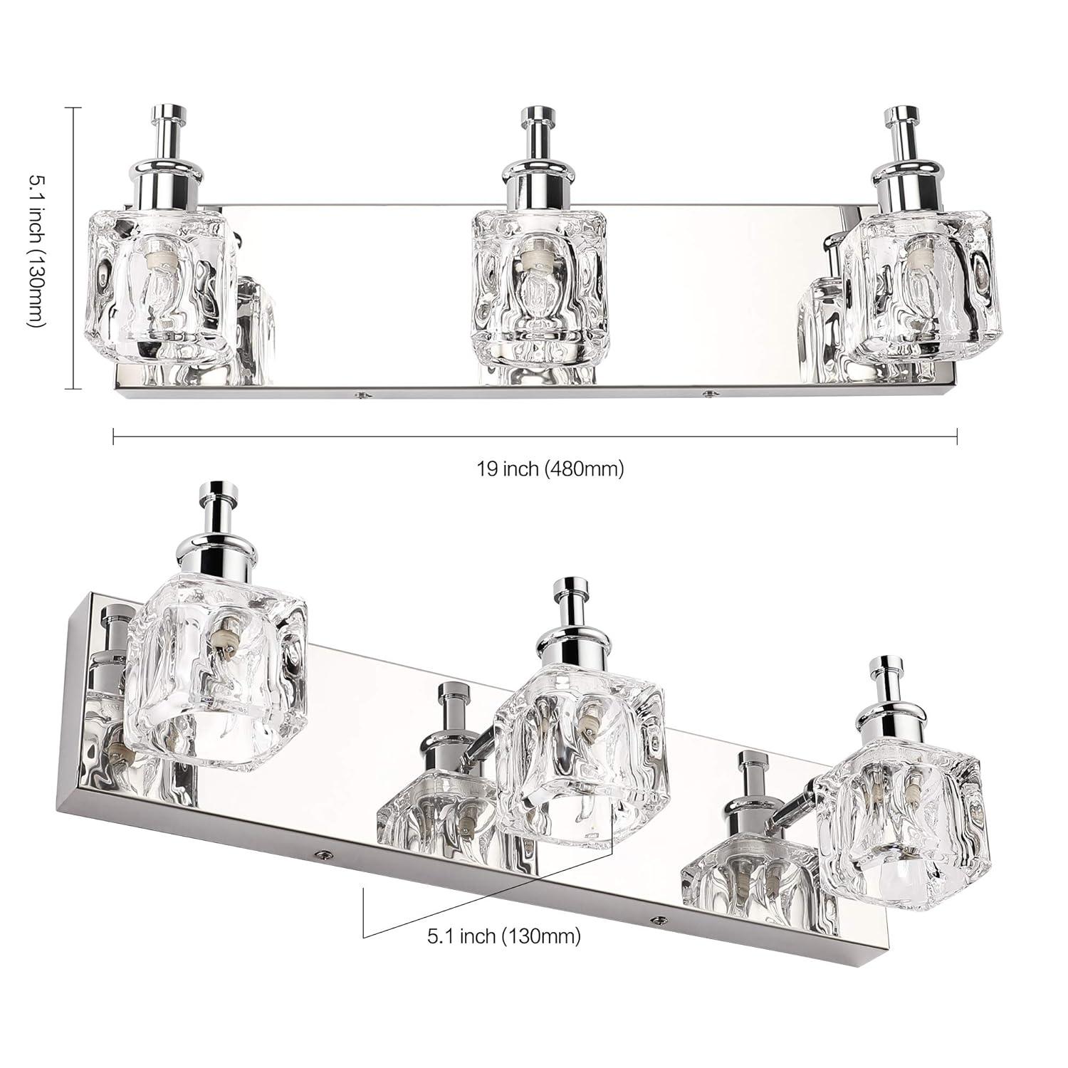 PRESDE Black Crystal Bathroom Lights Fixtures Over Mirror Modern 3 Light Vanity Lighting Bathroom Wall Light Fixtures(Exclude Bulb)