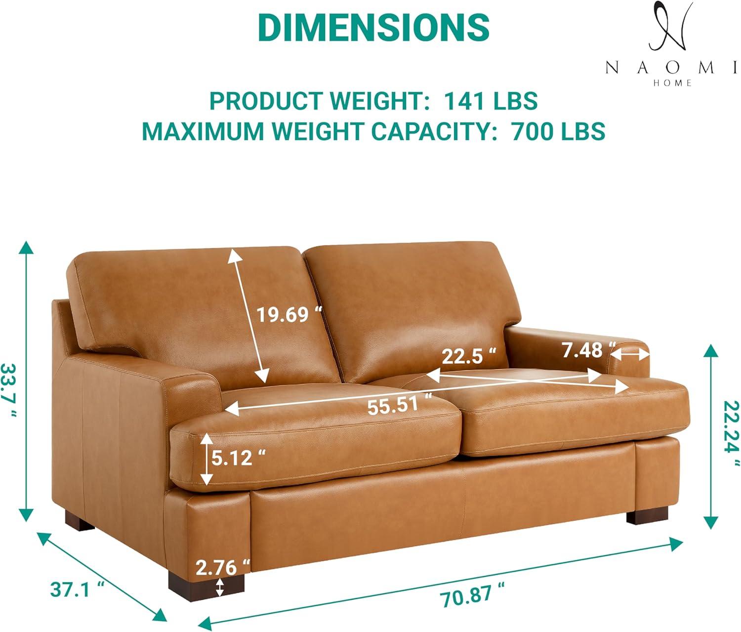Naomi Home Genuine Sofa Set-Color:Tan,Style:Loveseat