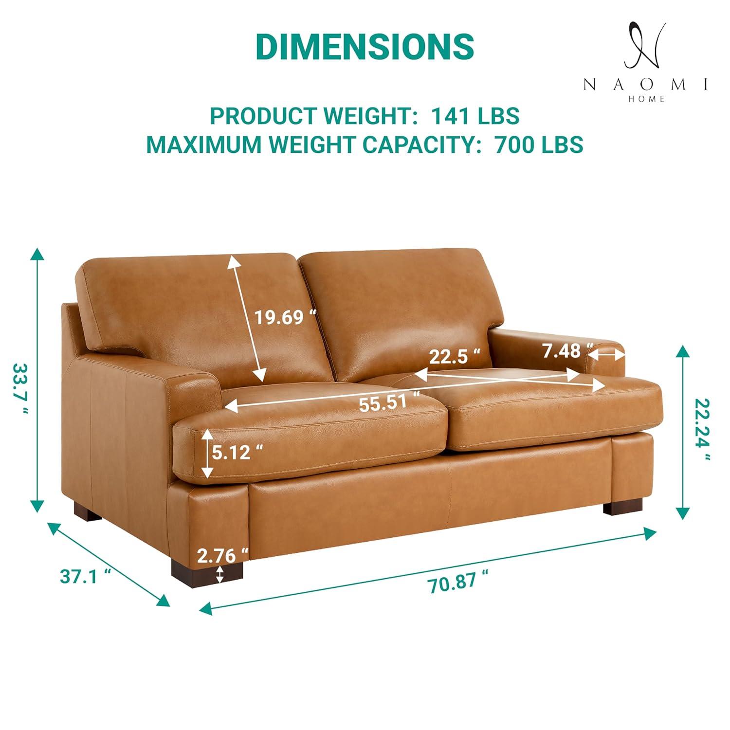 Naomi Home Genuine Sofa Set-Color:Tan,Style:Loveseat