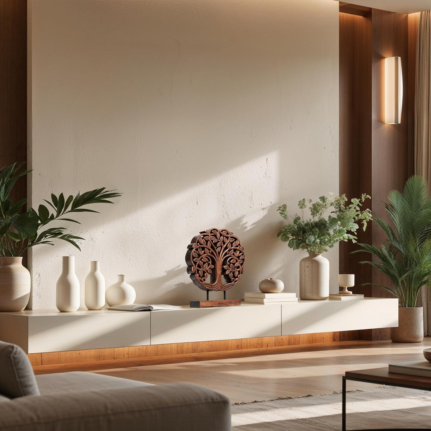 Decozen Wooden Tree of Life Sculpture – Gifts for Mom or Dad on Mother’s Day, Father’s Day, or Birthday – Acacia Wood Sculpture for Home, Office, Living Room, or Boho and Mantle Décor