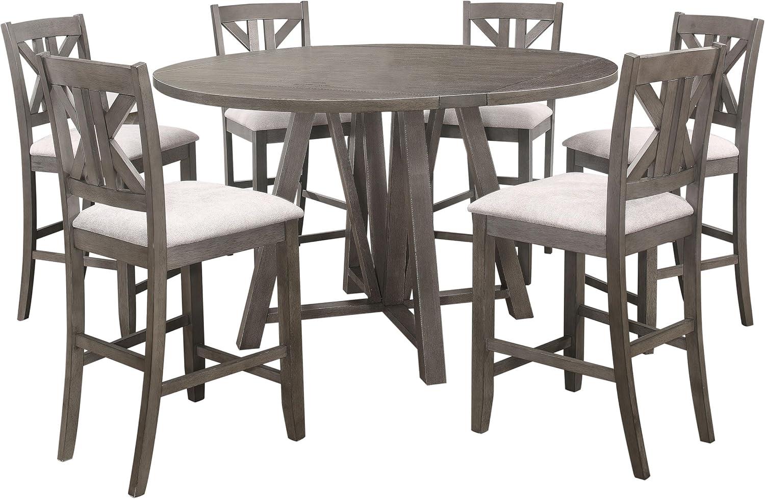 Coaster Farmhouse 7-Piece Wood Counter Height Dining Set in Gray