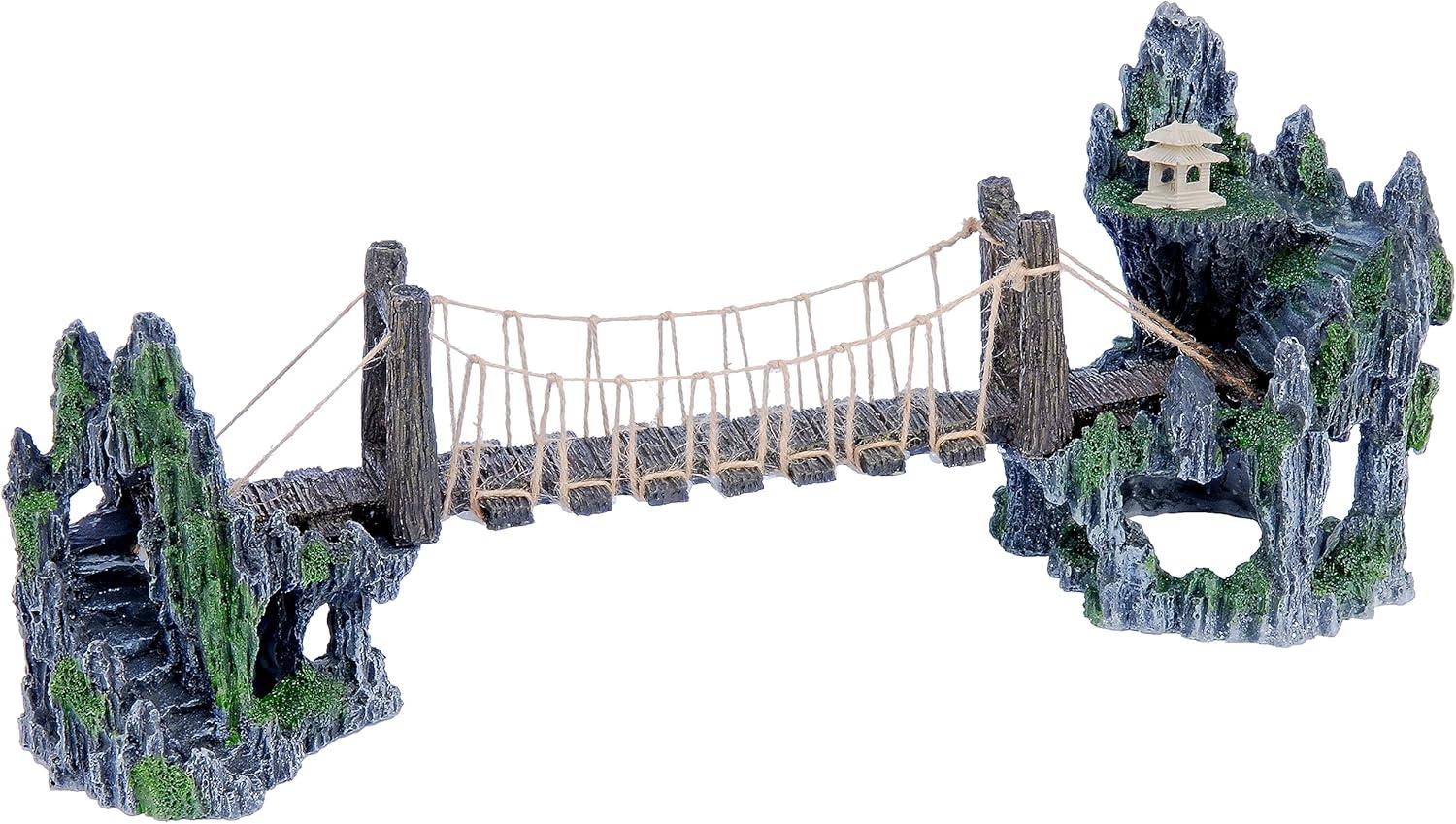 Large Gray and Green Resin Troll Bridge Aquarium Ornament