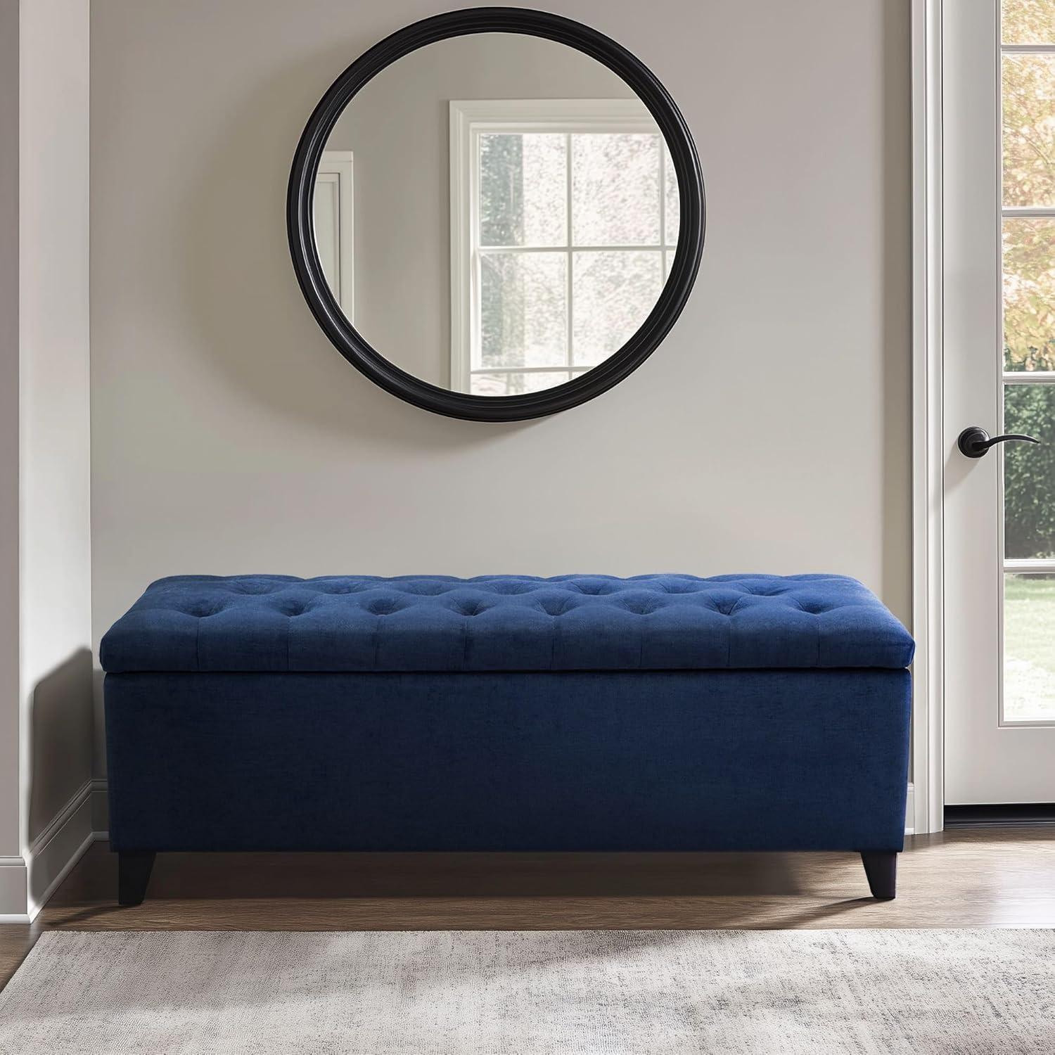 Everly Quinn Tufted Top Storage Bench, Mudroom Bench