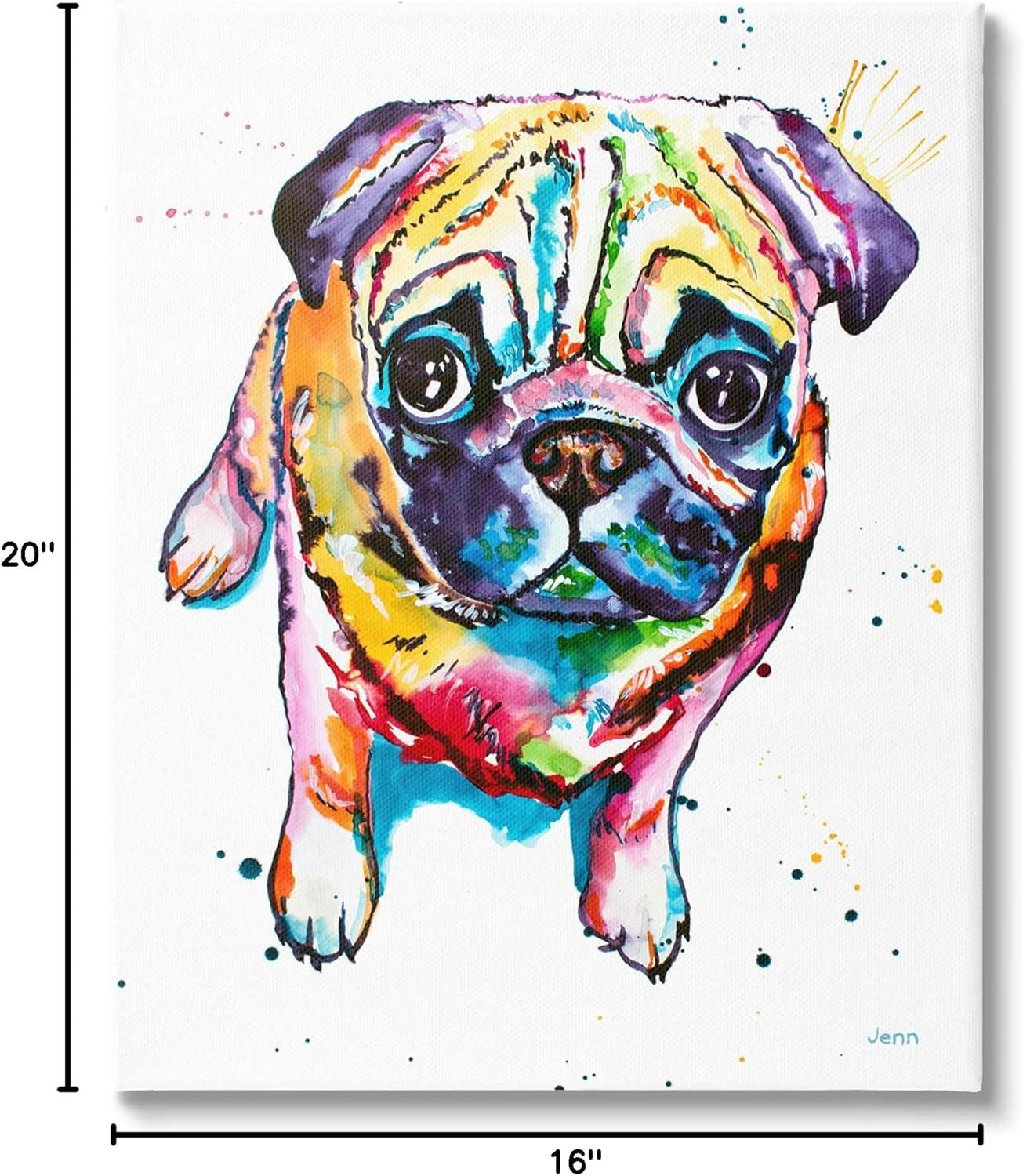 " Fun Hued Pug Puppy Animal " by Jen Seeley