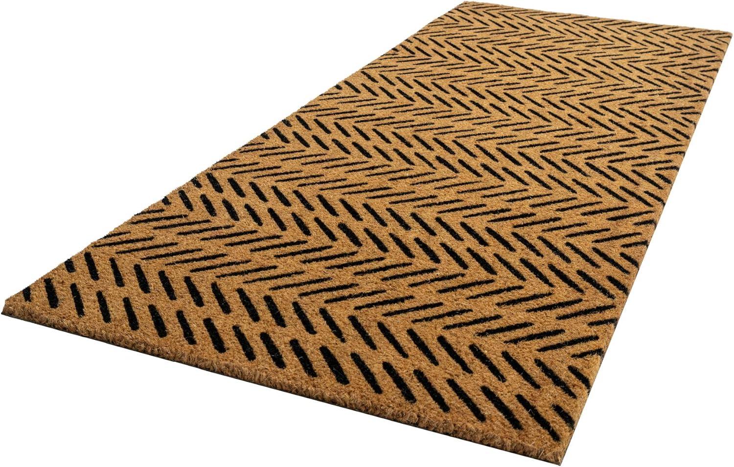 2' x 5' Fishbone Indoor/Outdoor Coir Doormat Black/Natural - Entryways