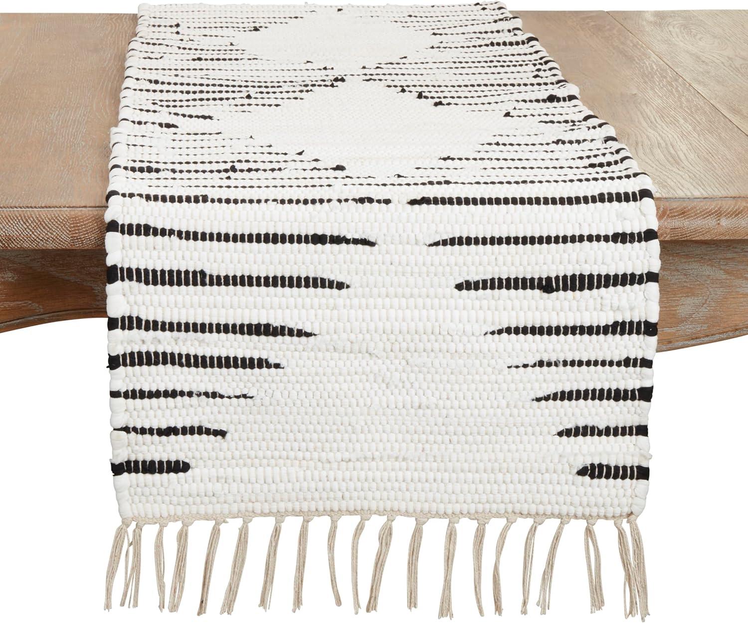 Cream Cotton Fringe Rectangle Table Runner