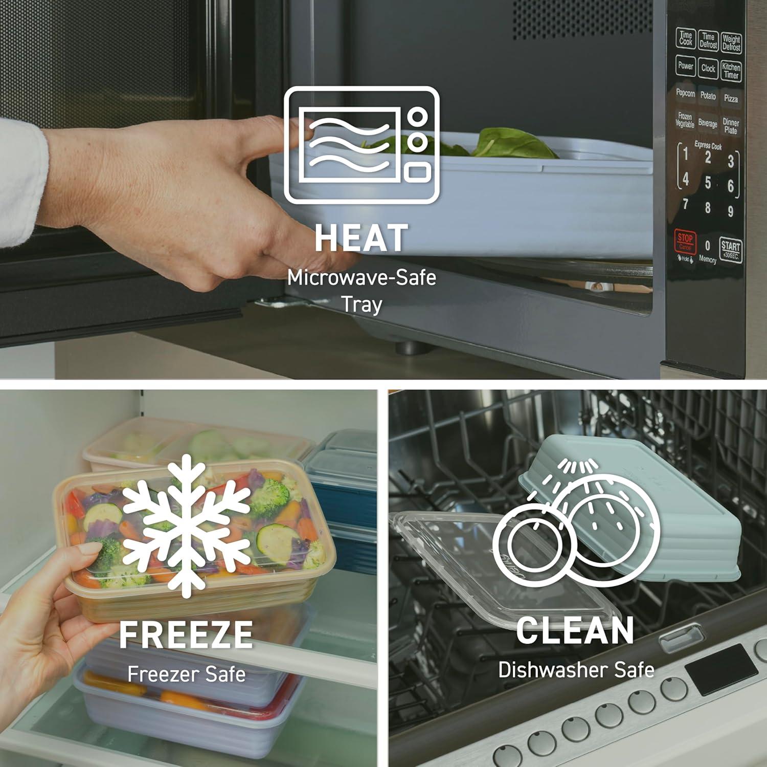 Bentgo Meal Prep 1-Compartment Container, Reusable, Durable, Mirowaveable - Khaki Green - 4 Cup/10pk