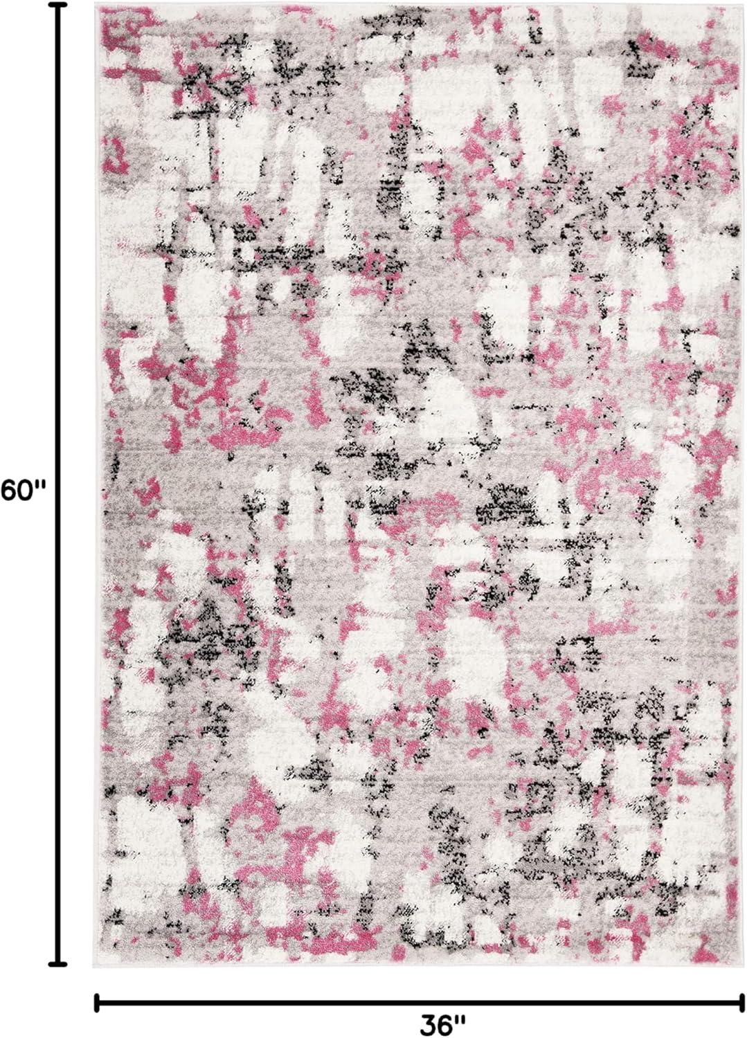 SAFAVIEH Skyler Langston Distressed Area Rug, Grey/Pink, 3' x 5'