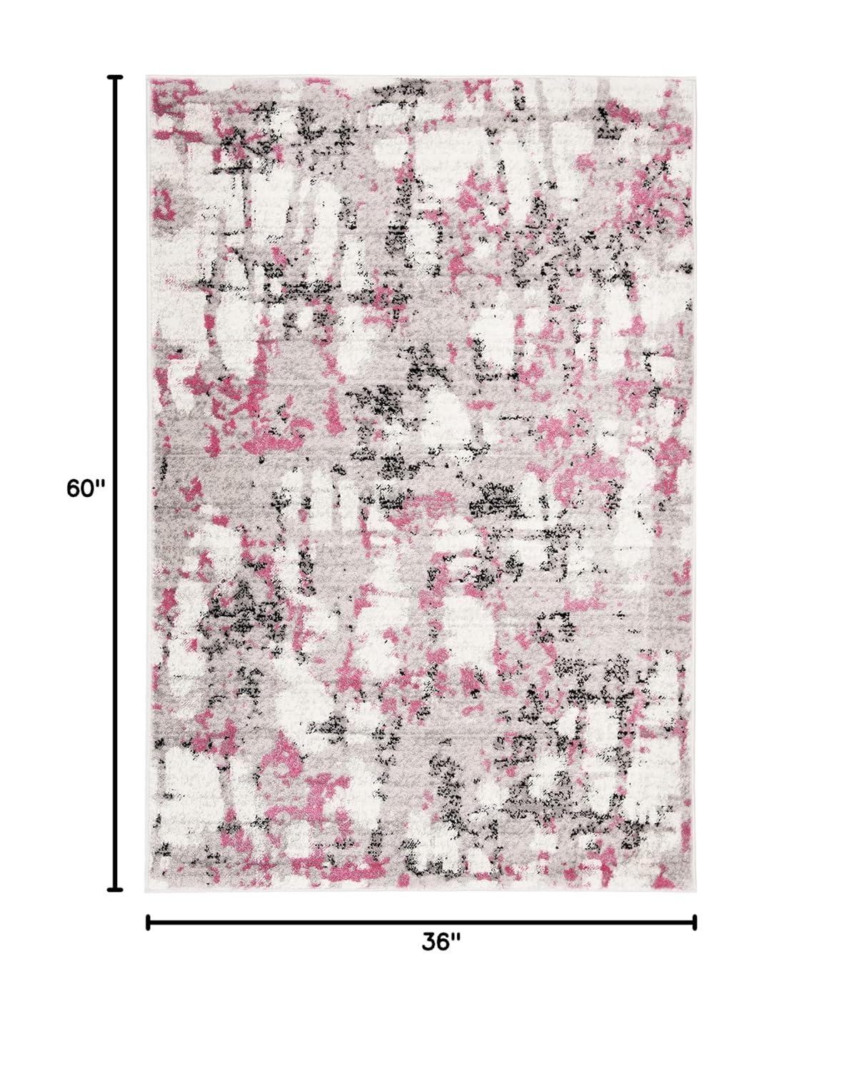 SAFAVIEH Skyler Langston Distressed Area Rug, Grey/Pink, 3' x 5'