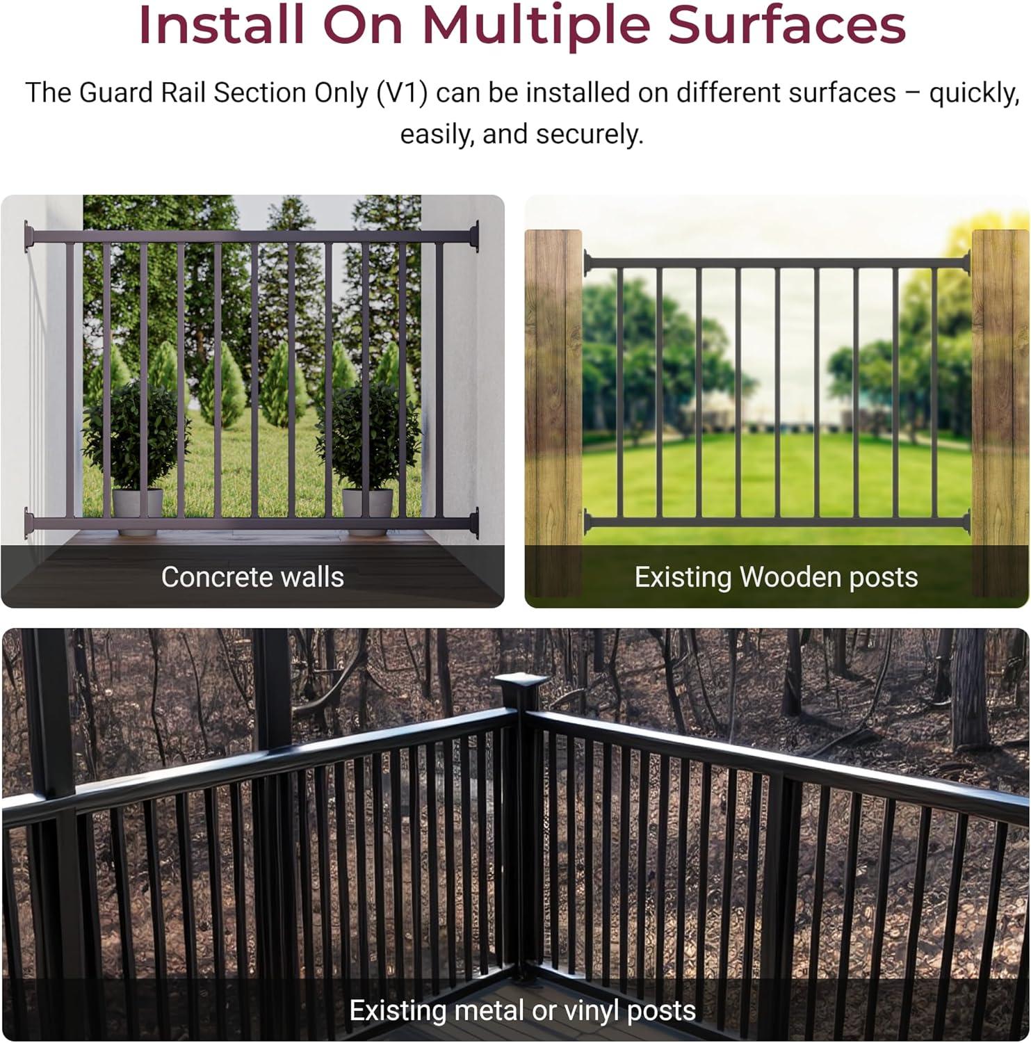 CR Home Metal Railing For Deck, Metal Guard Rail Kit With Balusters For Deck Railing 32 Inch, Wrought Iron Deck Railing Kit And Porch Railing Ideal For Residential And Commercial Use, 6ft Wide