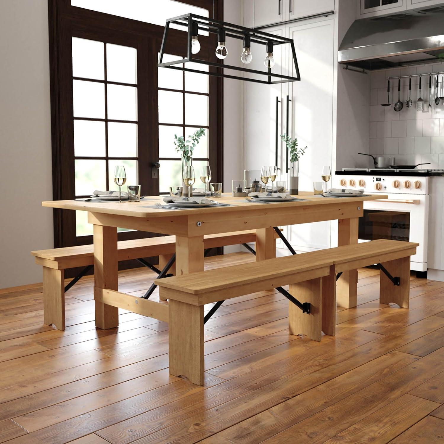 Light Natural Pine Rectangular Folding Farm Table