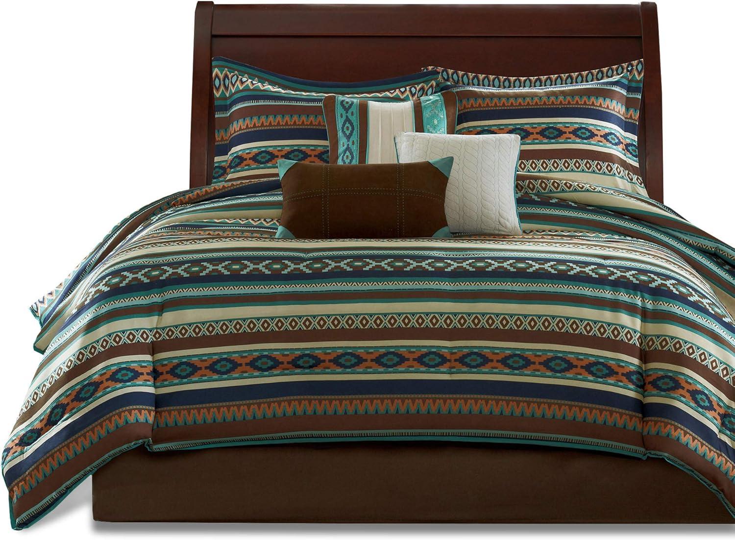 Ivory and Brown Microfiber Queen Bedspread Set with Trim