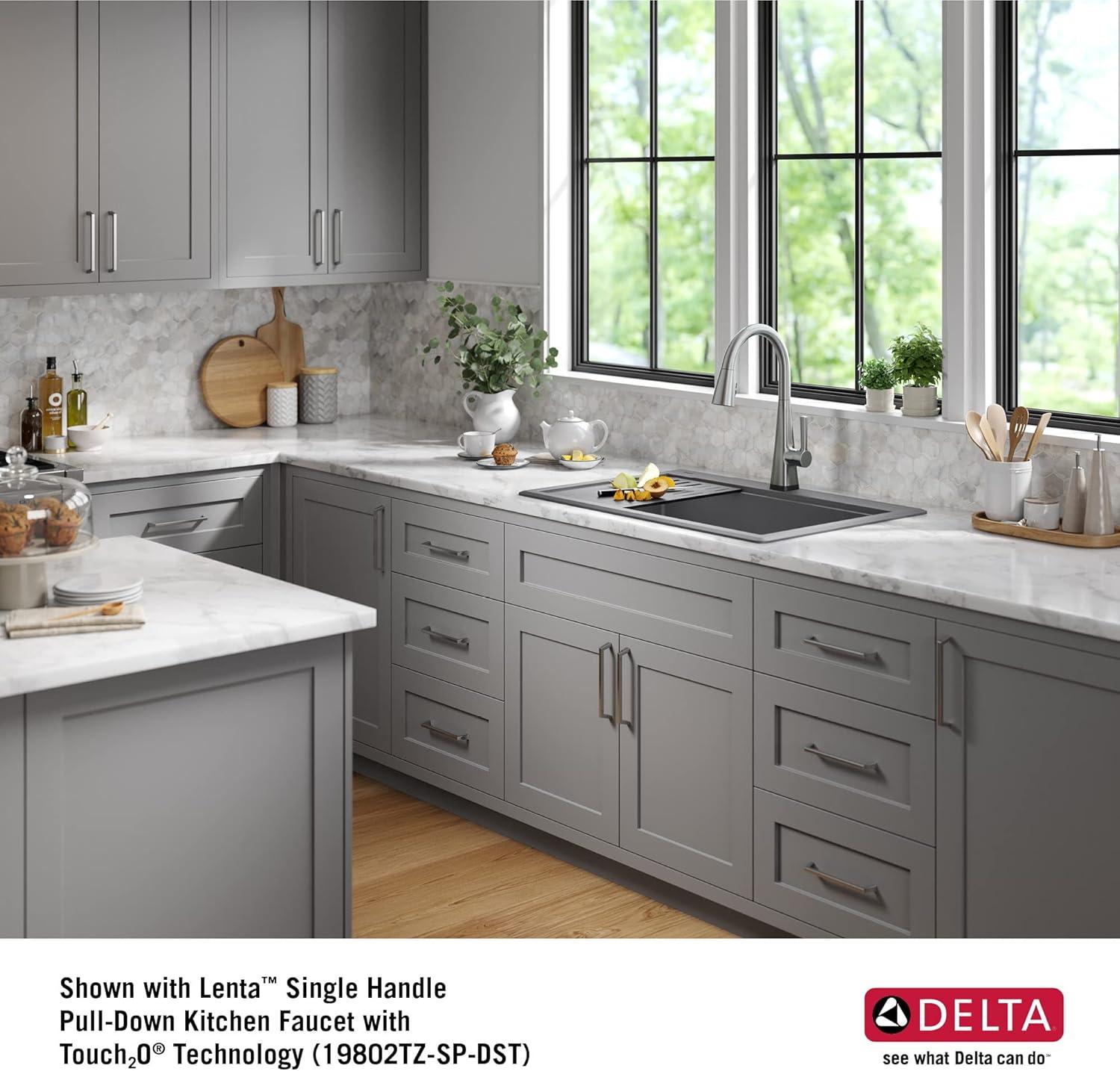 DELTA Everest™ 30" L Granite Composite Workstation Kitchen Sink Drop-In Top Mount Single Bowl with WorkFlow™ Ledge