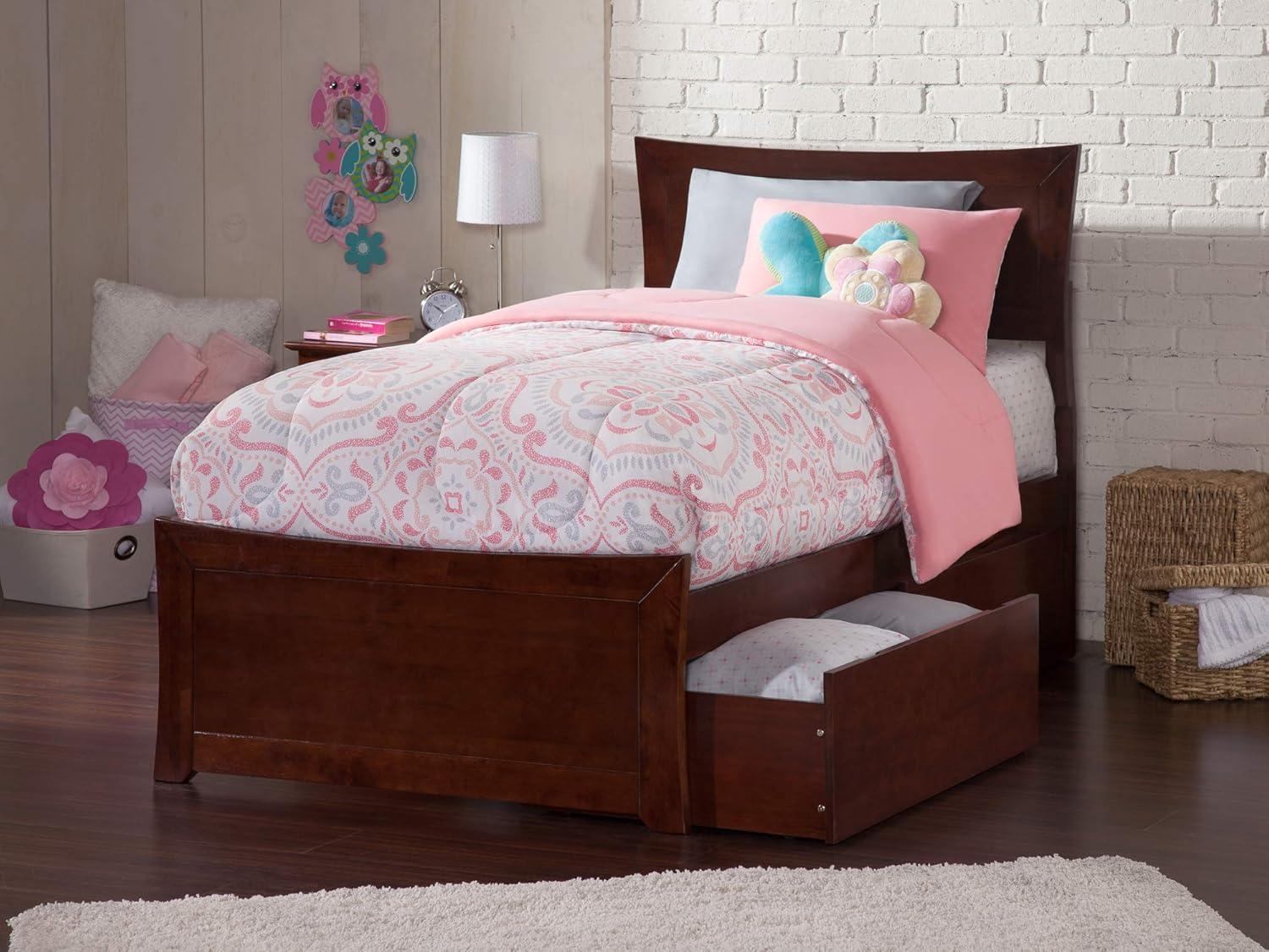 AR9012114 Metro Platform Bed with 2 Urban Bed Drawers, Twin XL, Walnut