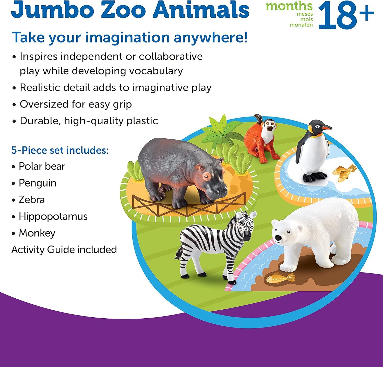 Learning Resources Jumbo Zoo Animals, Set Of 5