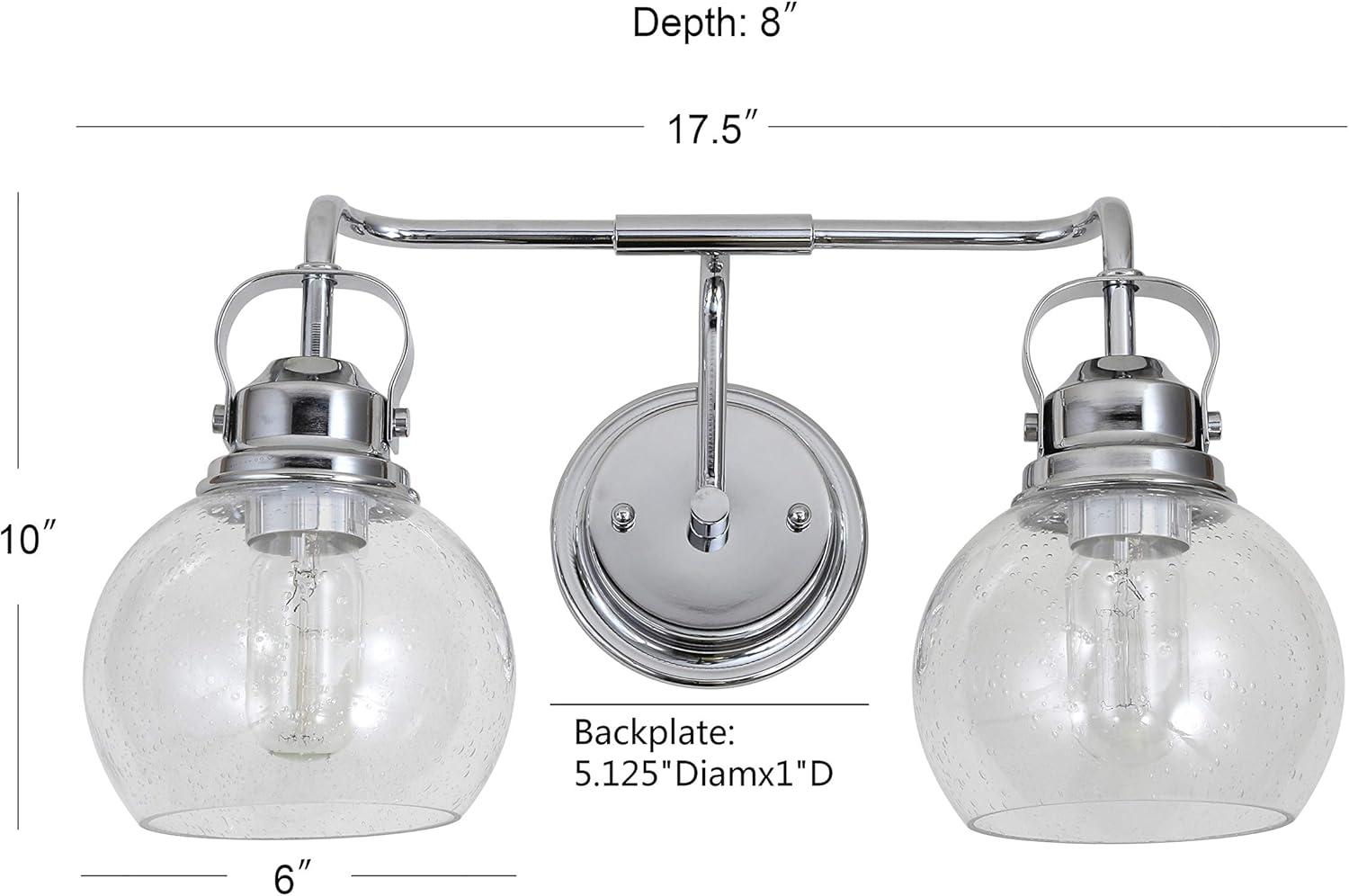 Shirley 17.5" 2-light Metal/ Bubbled Glass Vanity Light, Chrome