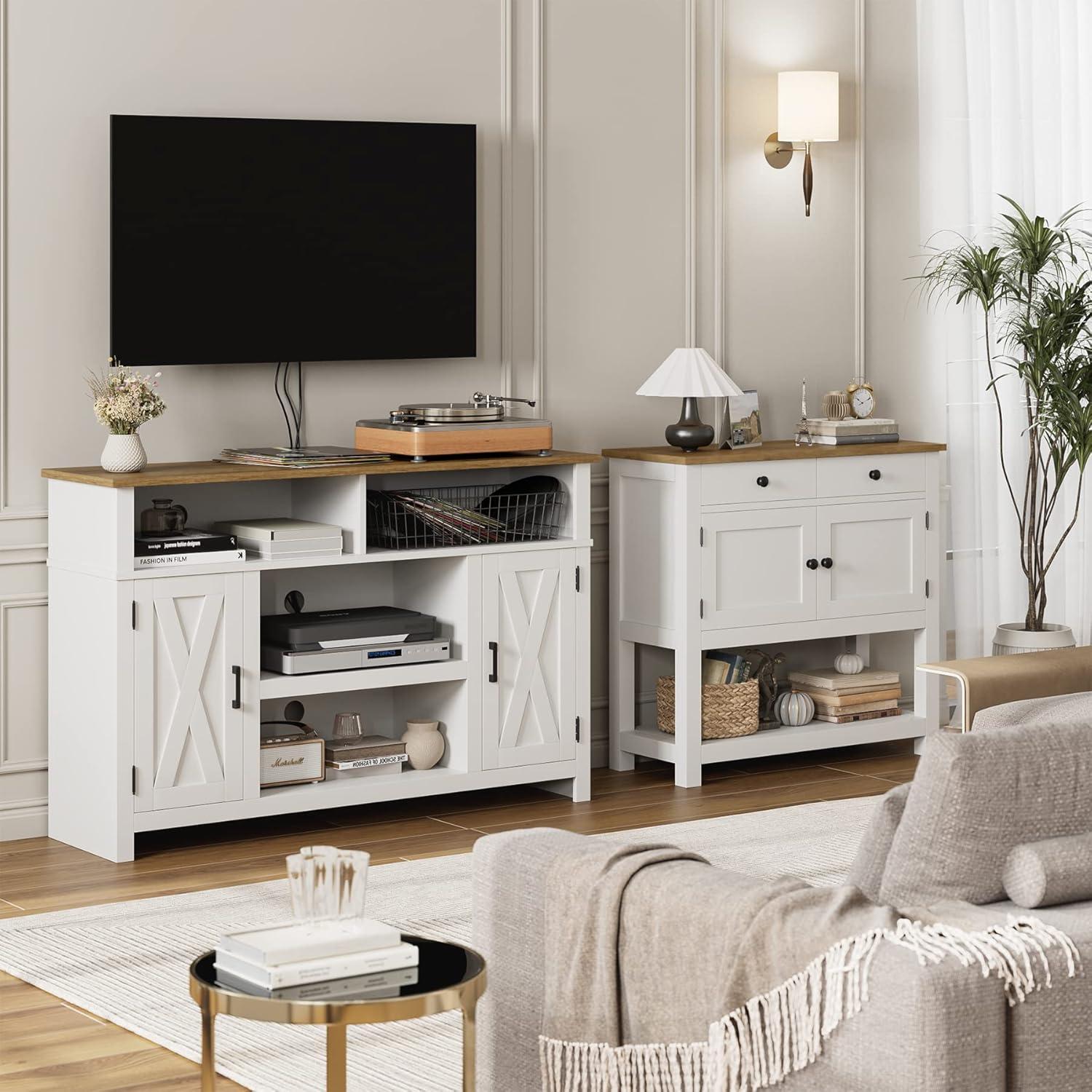 Ophelia & Co. Farmhouse Console Table With 2-Door Cabinet & 2 Drawers, Coffee Bar, Entryway Table With Storage Shelf, Sofa Tables Buffet Sideboard For Kitchen, Hallway, Dining, Living Room, visit The HOSTACK Store