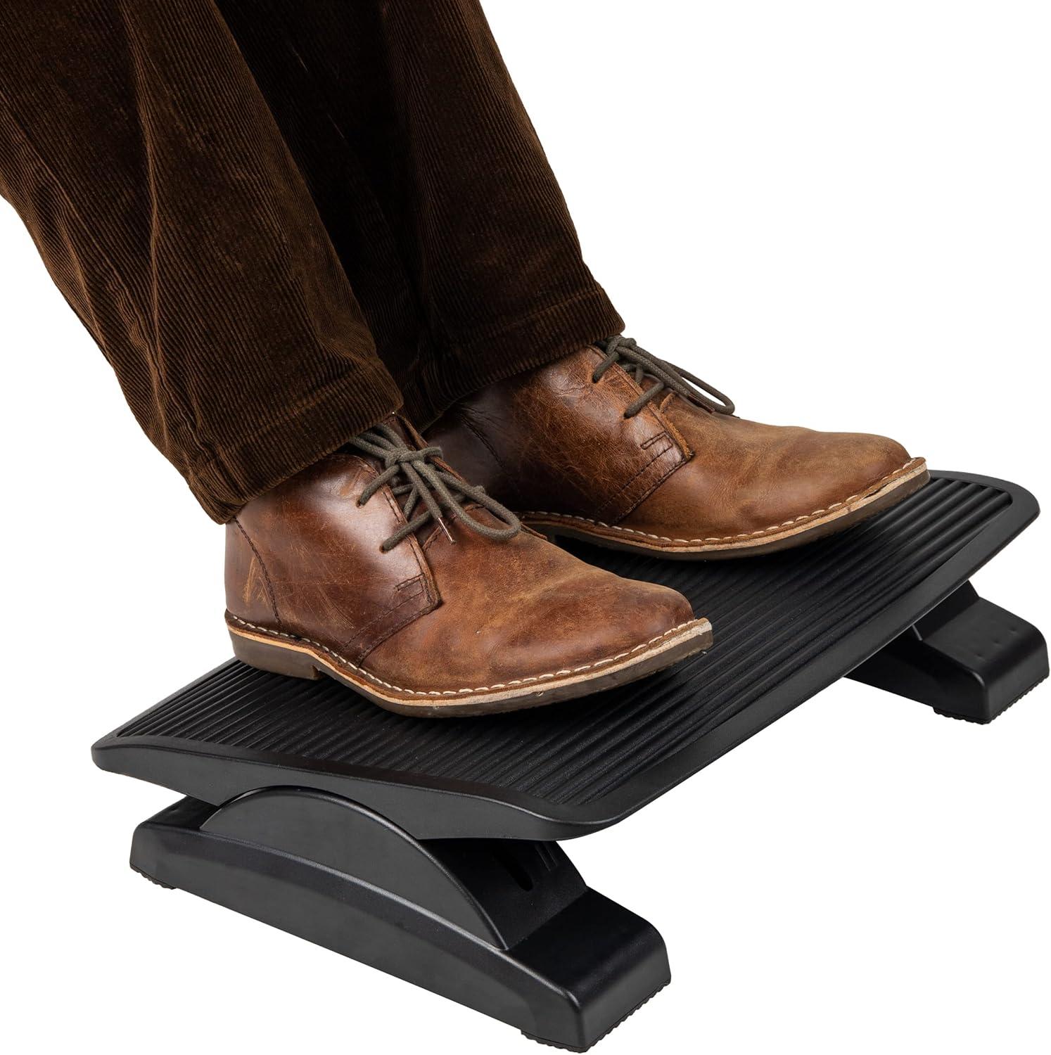 Mind Reader Foot Rest, Under Desk at Work, Ergonomic, Height Adjustable, Office, Plastic, 17.5"L x 13.5"W x 3.5"H