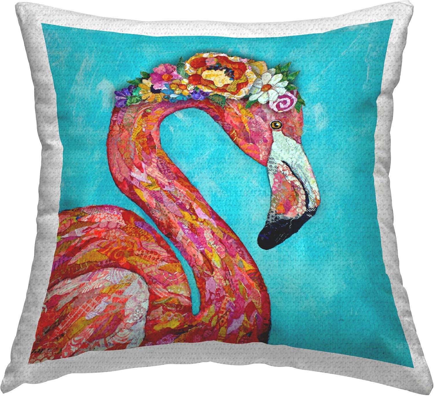 Bold Pink Flamingo Outdoor Printed Pillow, 18 x 18