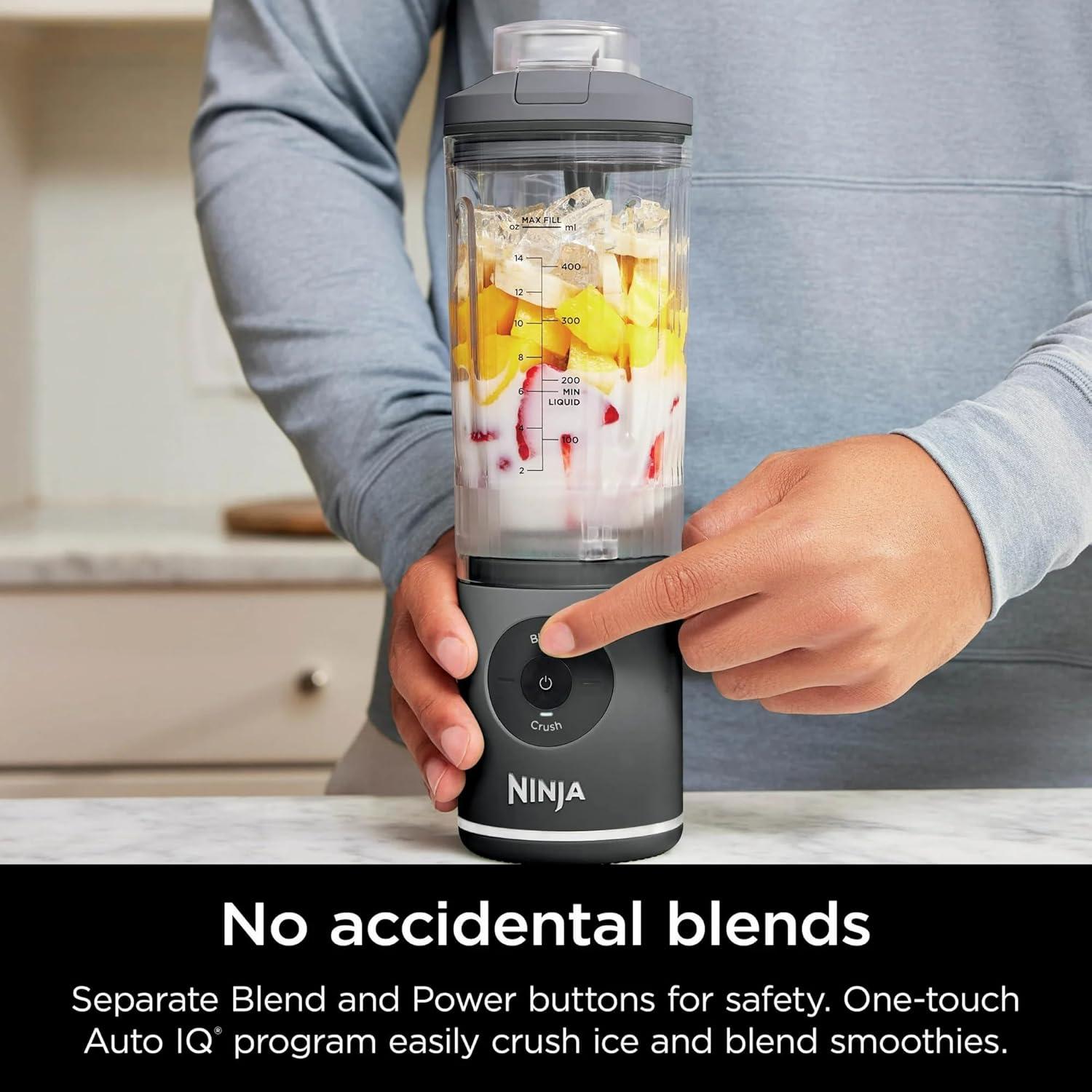 Ninja Blast MAX Personal Cordless Blender for Smoothies, Frozen Drinks, Ice Crush, 20 oz. Twist & Go Vessel, Gray