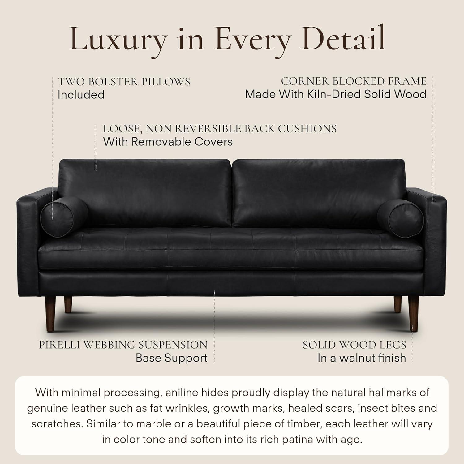 Athan Full-Grain Italian Genuine Leather Bench