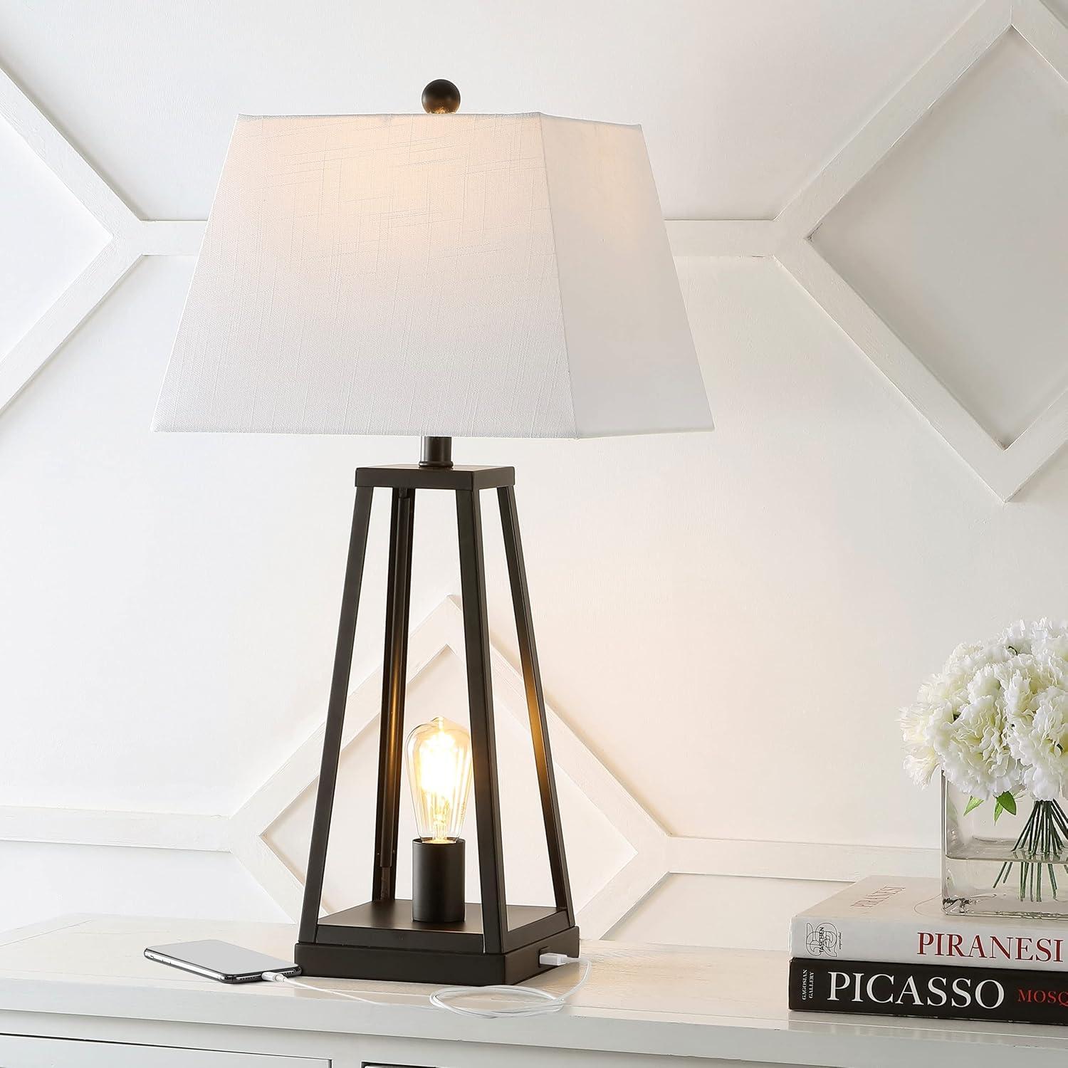 JONATHAN Y Noah 28.5" Classic Industrial Iron Nightlight LED Table Lamp with USB by JONATHAN  Y