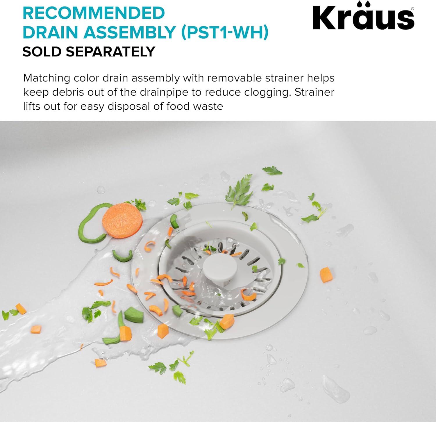KRAUS Quarza™ 25" L Dual Mount Single Bowl Granite Kitchen Sink